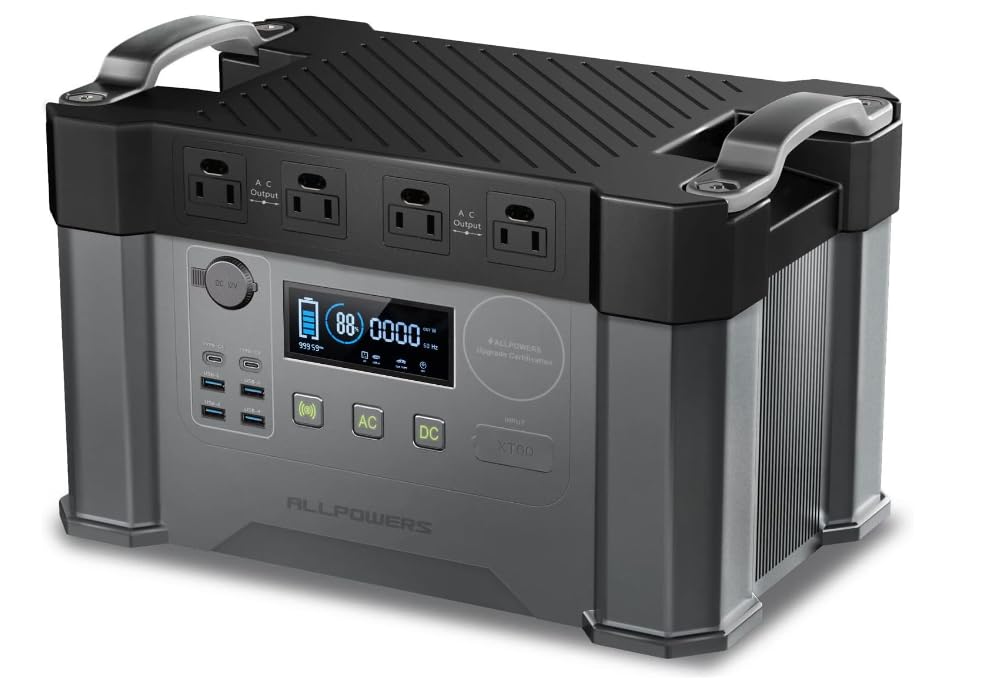 ALLPOWERS S2000 Centrale électrique portable 2000 W (crête 4000 W) Générateur solaire MPPT Batterie de secours 1500 Wh avec 4 prises CA CAMPAERO