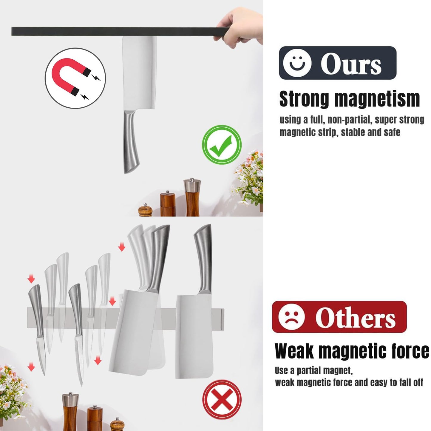 Support magnétique professionnel pour couteaux de 40,6 cm (16 po), en acier inox CAMPAERO