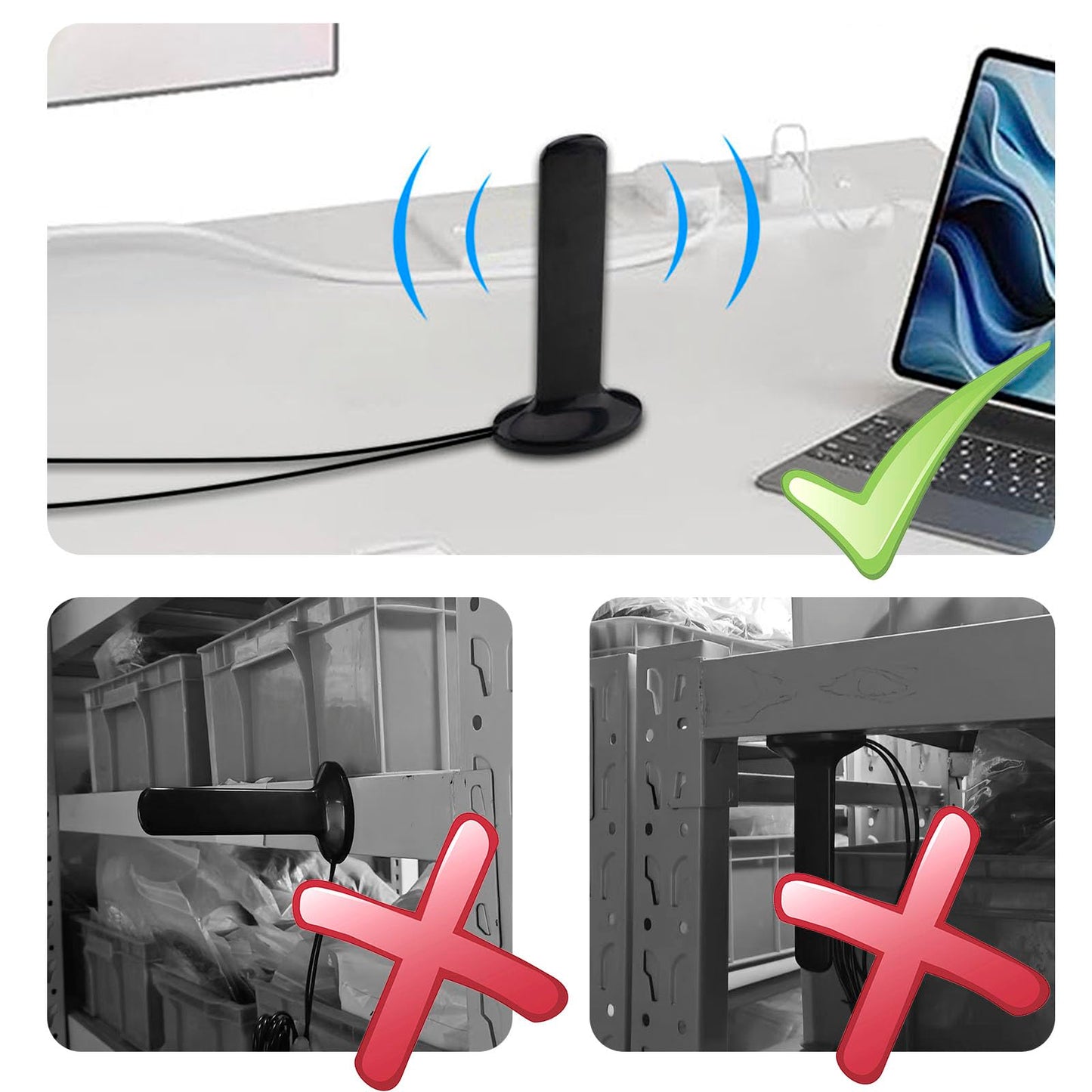 Antenne universelle large bande YOTENKO 2X2 MIMO 3G/4G/LTE/5G, câble 12 dBi, double connecteur SMA mâle (2 m), base magnétique, 700-5 900 MHz CAMPAERO