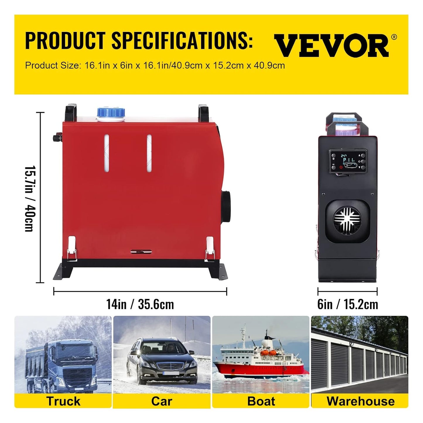 Chauffage diesel VEVOR 12 V, silencieux, 8 kW, avec télécommande et thermostat LCD. CAMPAERO
