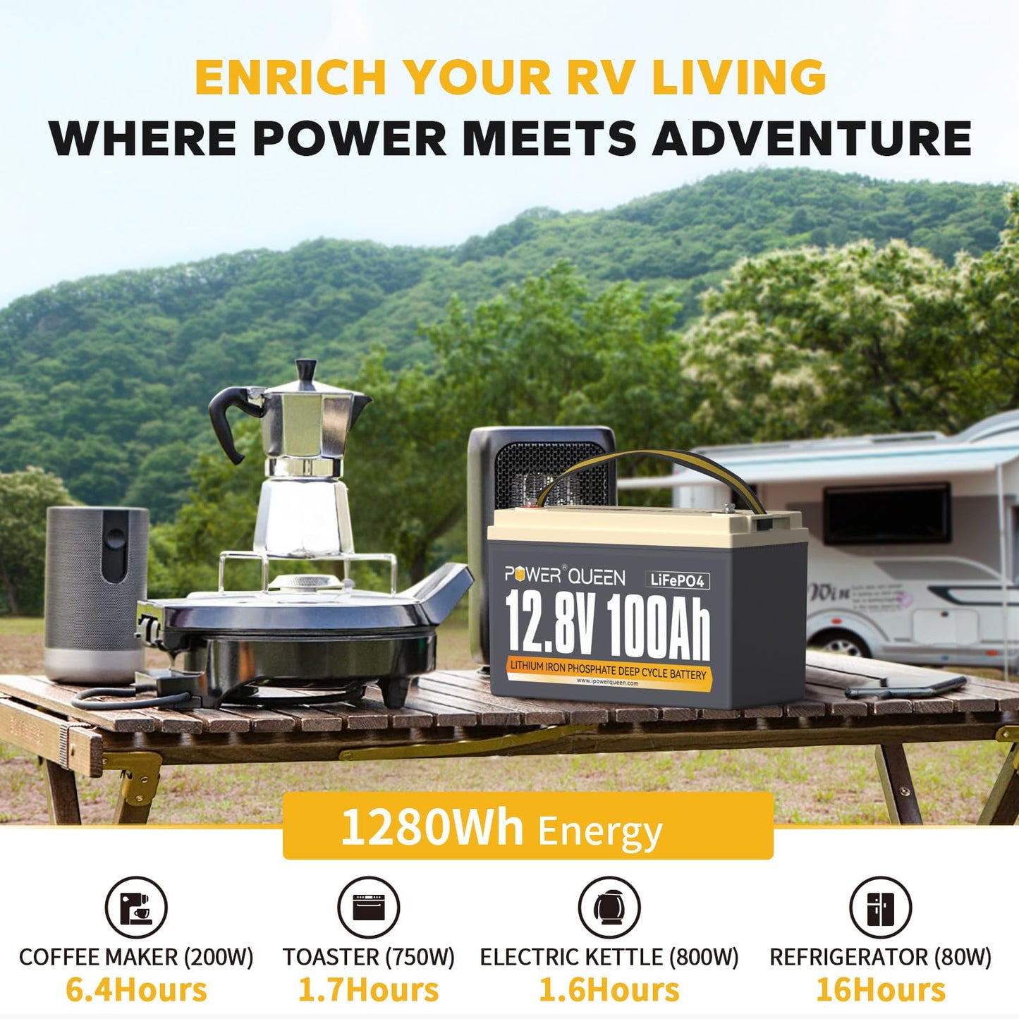 Batterie lithium-fer-phosphate Power Queen. CAMPAERO