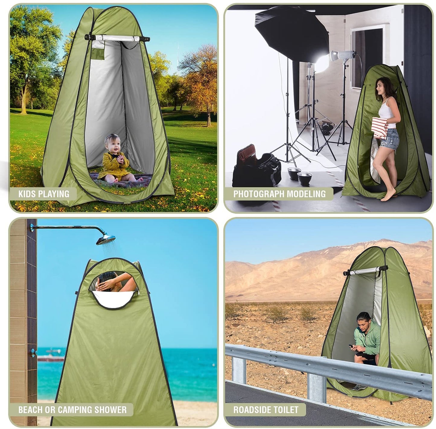 Abri d'intimité pour douche, toilettes, facile à installer, légère et robuste, verte/bleu et pliable avec sac CAMPAERO