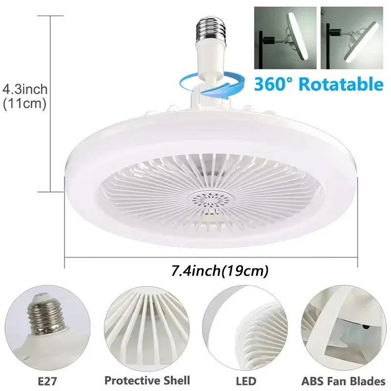 2 In 1 Ceiling Fan Lamps 3 Speeds Adjustable E27 Base Infinitely Dimmable for Living Room Bedroom Study LED Decorative Light CAMPAERO