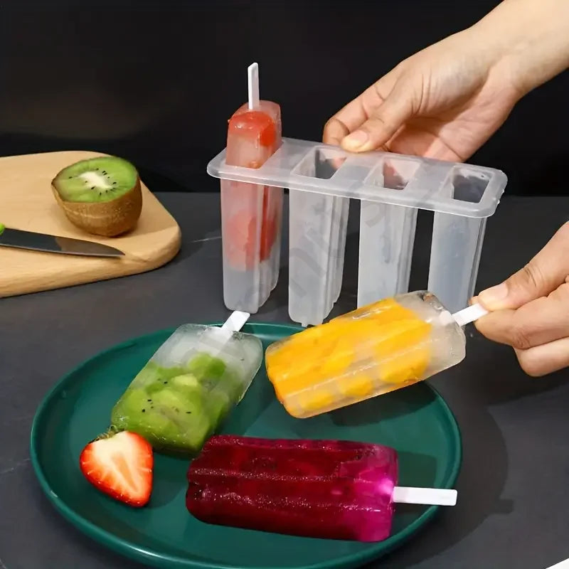 1-20Pcs 4 Gird DIY Ice Cream Molds Reusable Children's Creative Popsicle Mold Kitchen Tools CAMPAERO