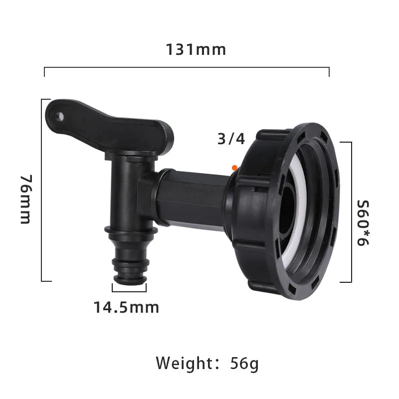 S60x6 Coarse Thread IBC Tank Tap Connecter X 1/2'' 3/4'' Water Coupling Adapter 1000L Garden Home Replacement Valve Fitting CAMPAERO
