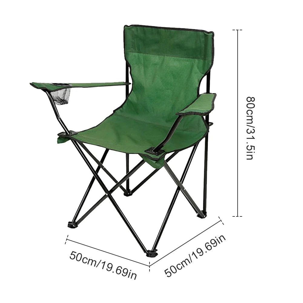 Camping Folding Chair Fishing Chair with Carrying Bag & Armrest Foldable Portable Camping Chair Heavy Duty for Travelling CAMPAERO