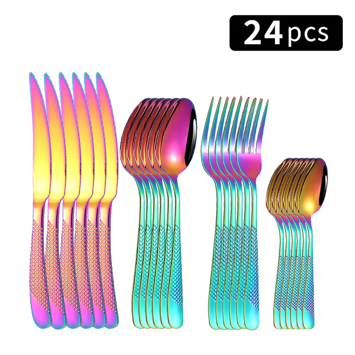 24pc Stainless steel tableware star steak knife and fork dessert fork spoon family suits CAMPAERO