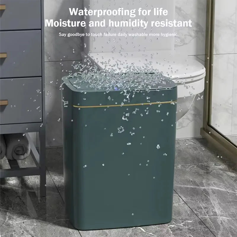 2025 New 15L Smart Trash Can Automatic Touchless Smart Sensor Sensing Trash Can Waterproof Bathroom Kitchen Bedroom Trash Can. CAMPAERO