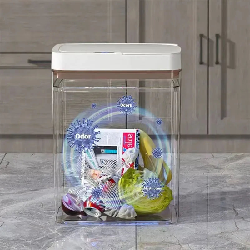 2025 New 15L Smart Trash Can Automatic Touchless Smart Sensor Sensing Trash Can Waterproof Bathroom Kitchen Bedroom Trash Can. CAMPAERO