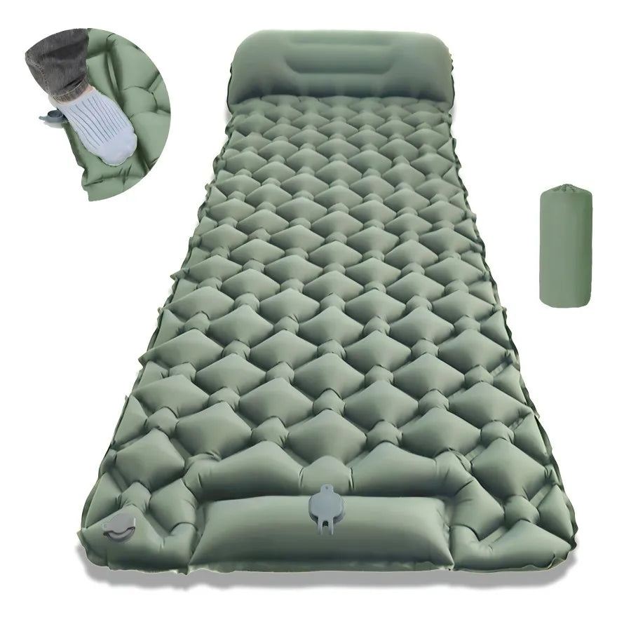 Outdoor Camping Sleeping Pad Folding Sleep Mat Beach Inflat Mattress with Pillows Ultralight Air Mat Travel Hiking New CAMPAERO