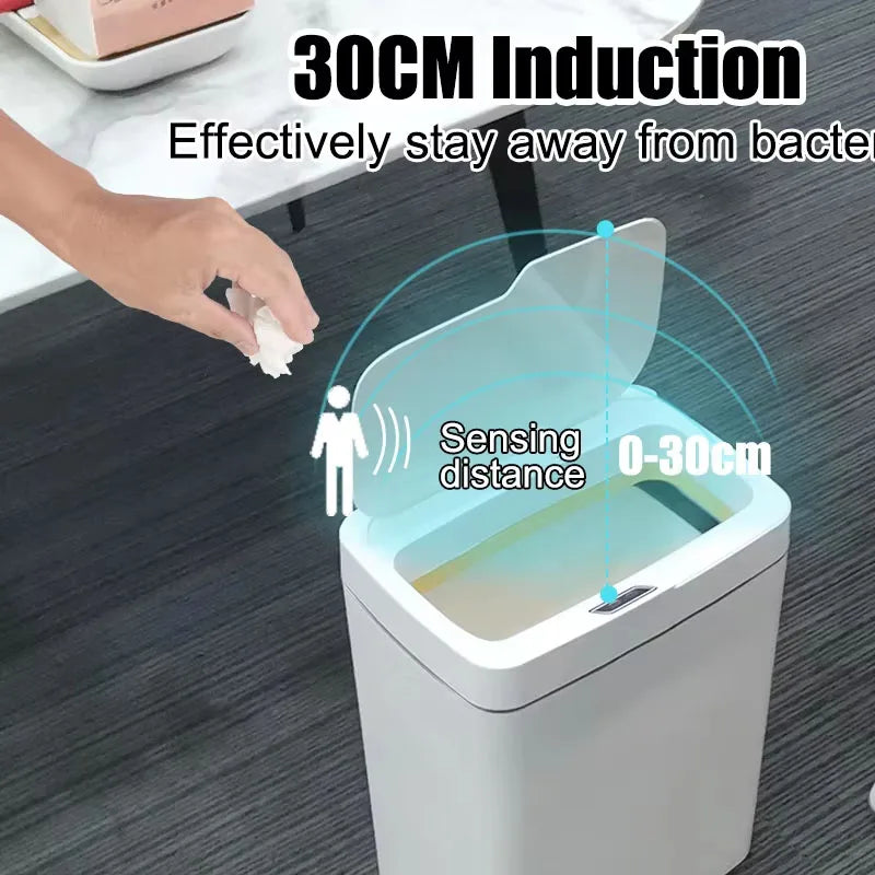 2025 New 15L Smart Trash Can Automatic Touchless Smart Sensor Sensing Trash Can Waterproof Bathroom Kitchen Bedroom Trash Can. CAMPAERO