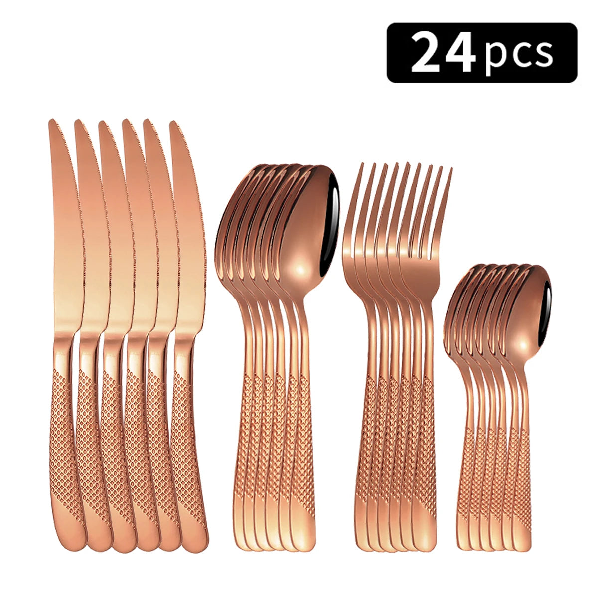 24pc Stainless steel tableware star steak knife and fork dessert fork spoon family suits CAMPAERO