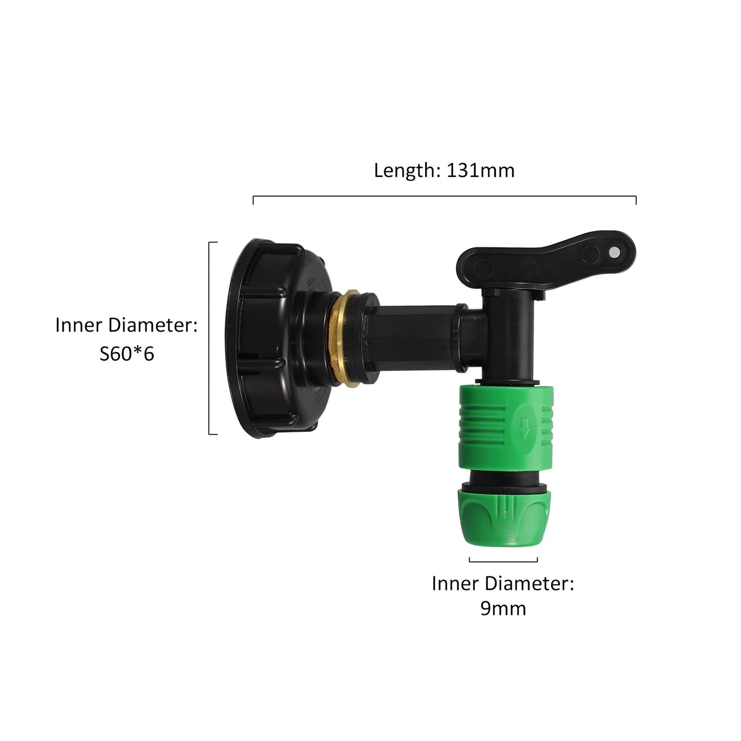 S60x6 Coarse Thread IBC Tank Tap Connecter X 1/2'' 3/4'' Water Coupling Adapter 1000L Garden Home Replacement Valve Fitting CAMPAERO