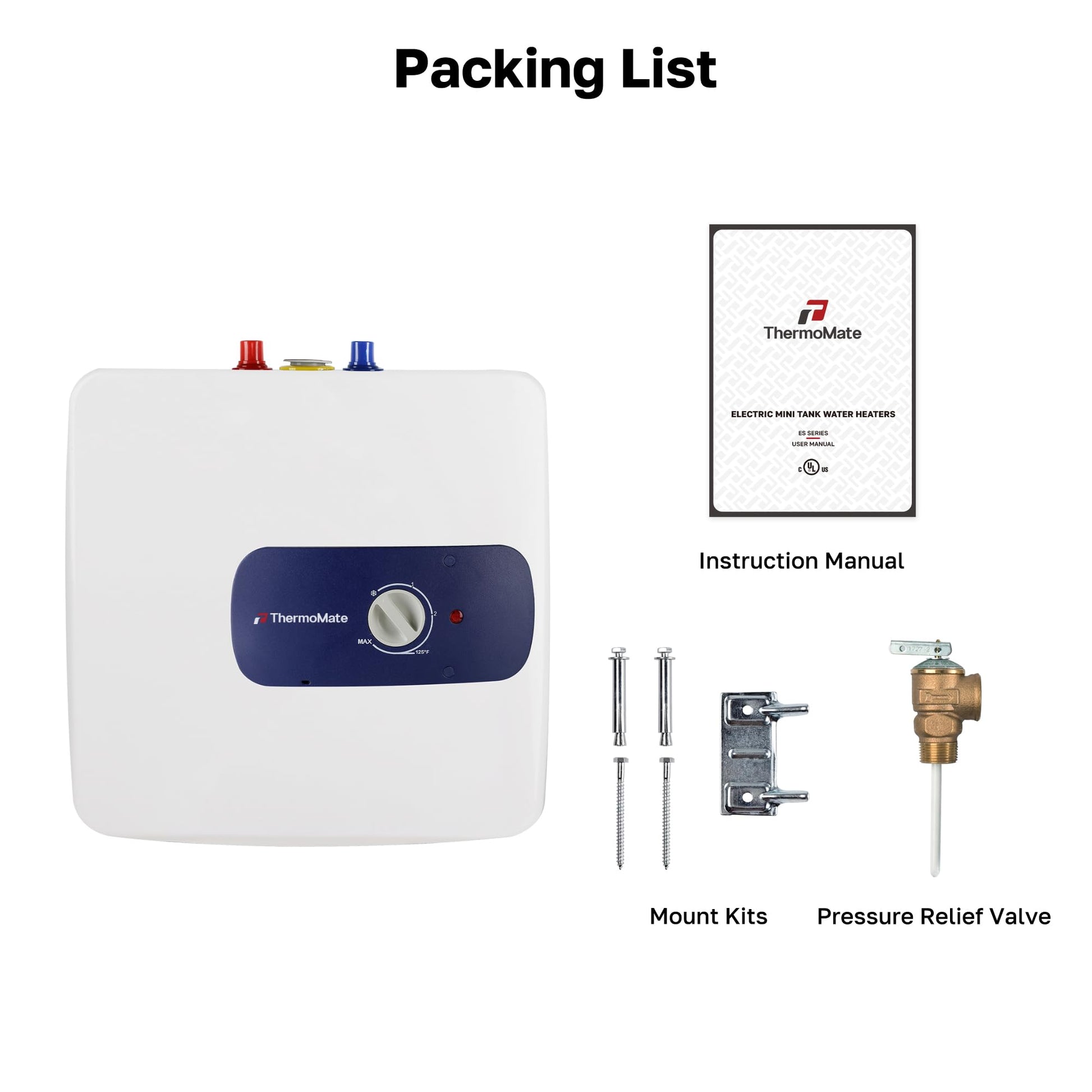 Thermomate Mini Tank Electric Water Heater ES700 Hard Wired 6.5 Gallons Point of Use Water Heater for Instant Hot Water Under Kitchen Sink 120V 1440W CAMPAERO
