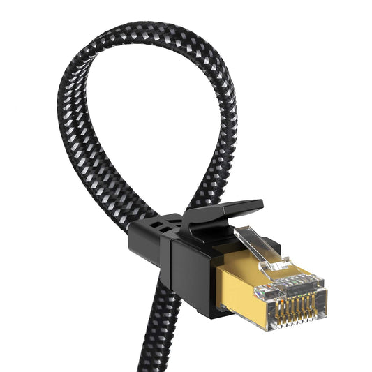 Câble Ethernet Cat 8 40 Gbit/s 2 000 MHz haut débit, cordon de raccordement Internet RJ45 pour modem/routeur/PC/PS5 CAMPAERO