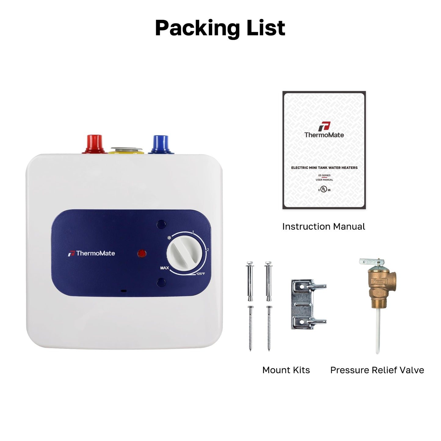 Thermomate Mini Tank Electric Water Heater ES700 Hard Wired 6.5 Gallons Point of Use Water Heater for Instant Hot Water Under Kitchen Sink 120V 1440W CAMPAERO