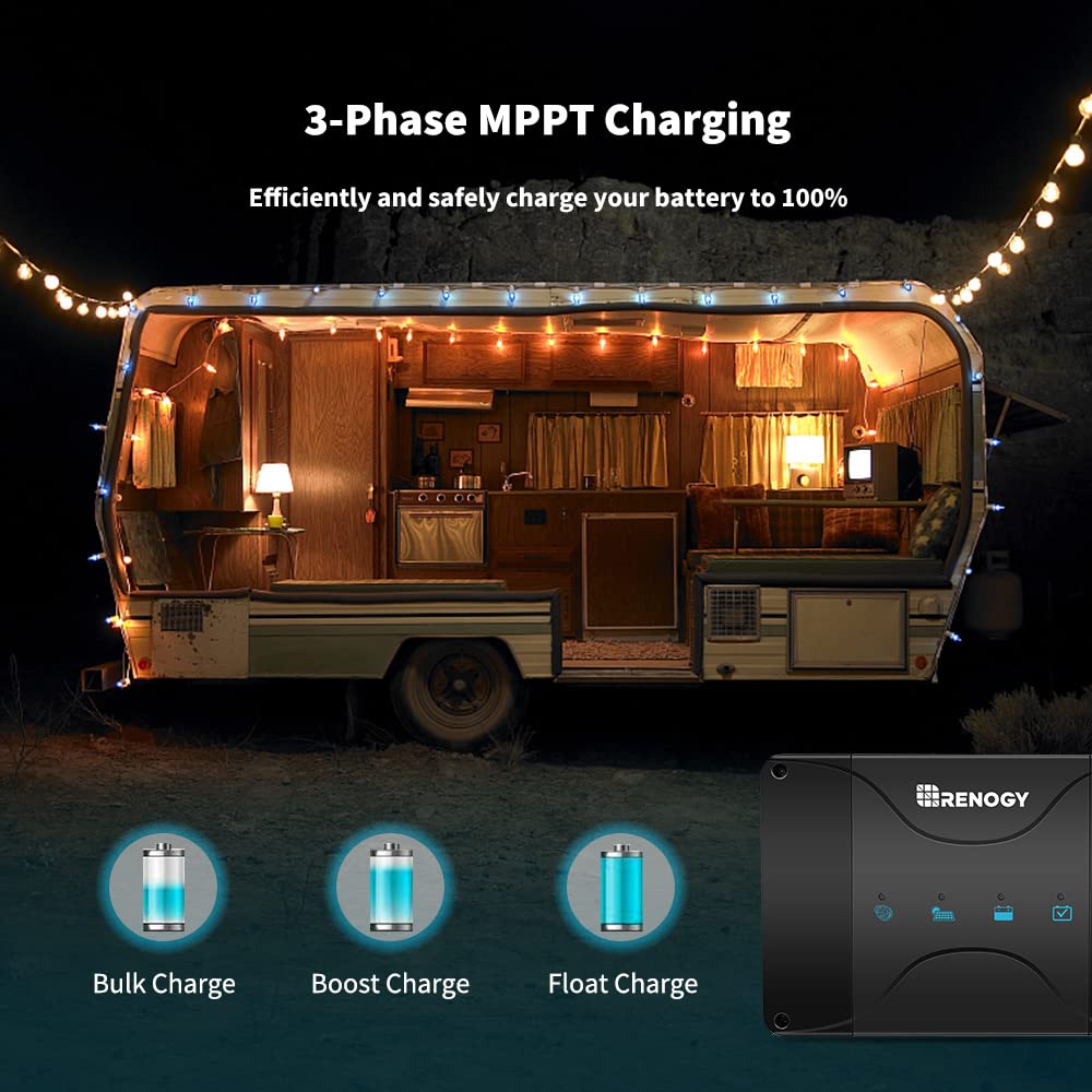 Contrôleur de charge solaire MPPT Renogy pour batteries au gel et au lithium. CAMPAERO