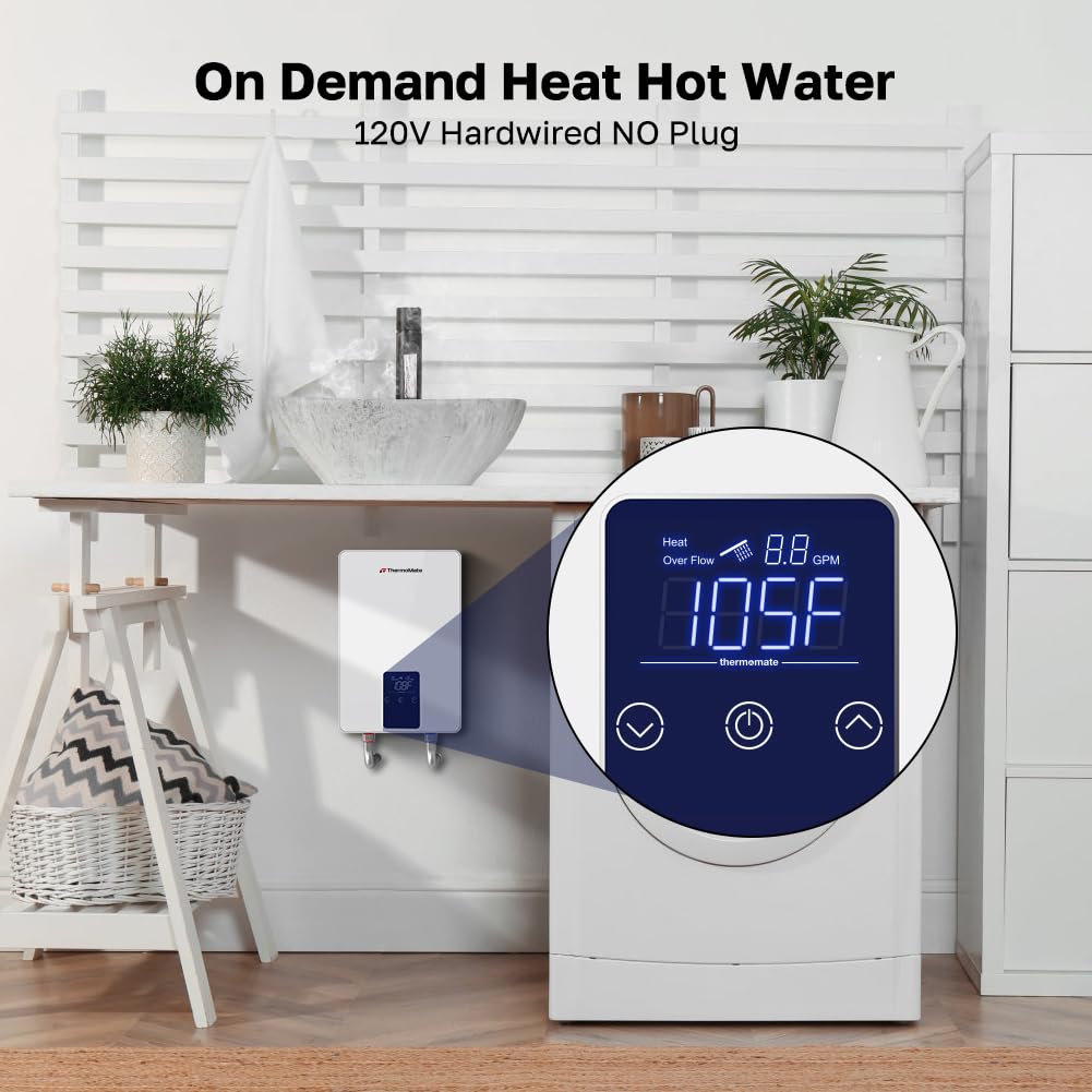 Thermomate Mini Tank Electric Water Heater ES700 Hard Wired 6.5 Gallons Point of Use Water Heater for Instant Hot Water Under Kitchen Sink 120V 1440W CAMPAERO
