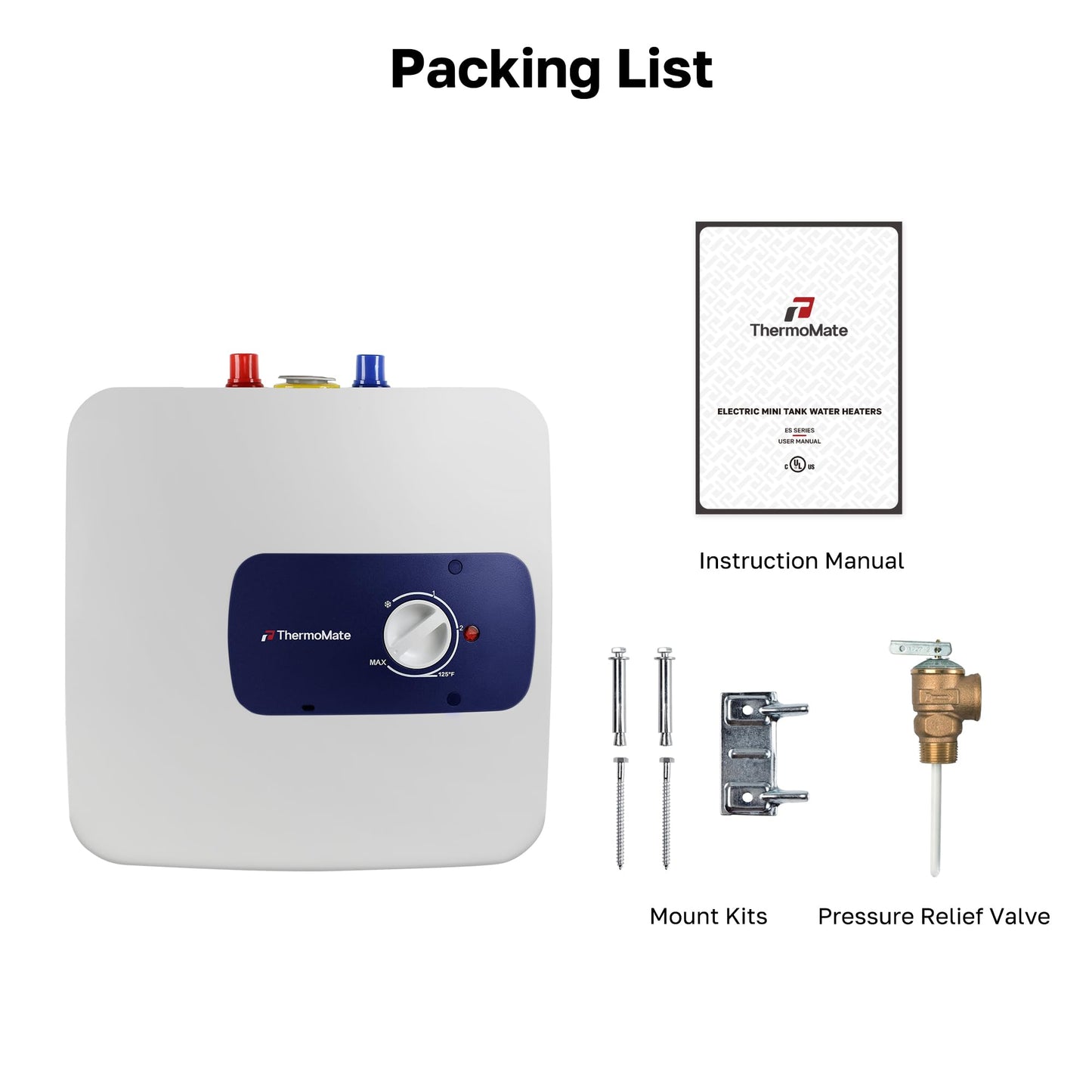 Thermomate Mini Tank Electric Water Heater ES700 Hard Wired 6.5 Gallons Point of Use Water Heater for Instant Hot Water Under Kitchen Sink 120V 1440W CAMPAERO