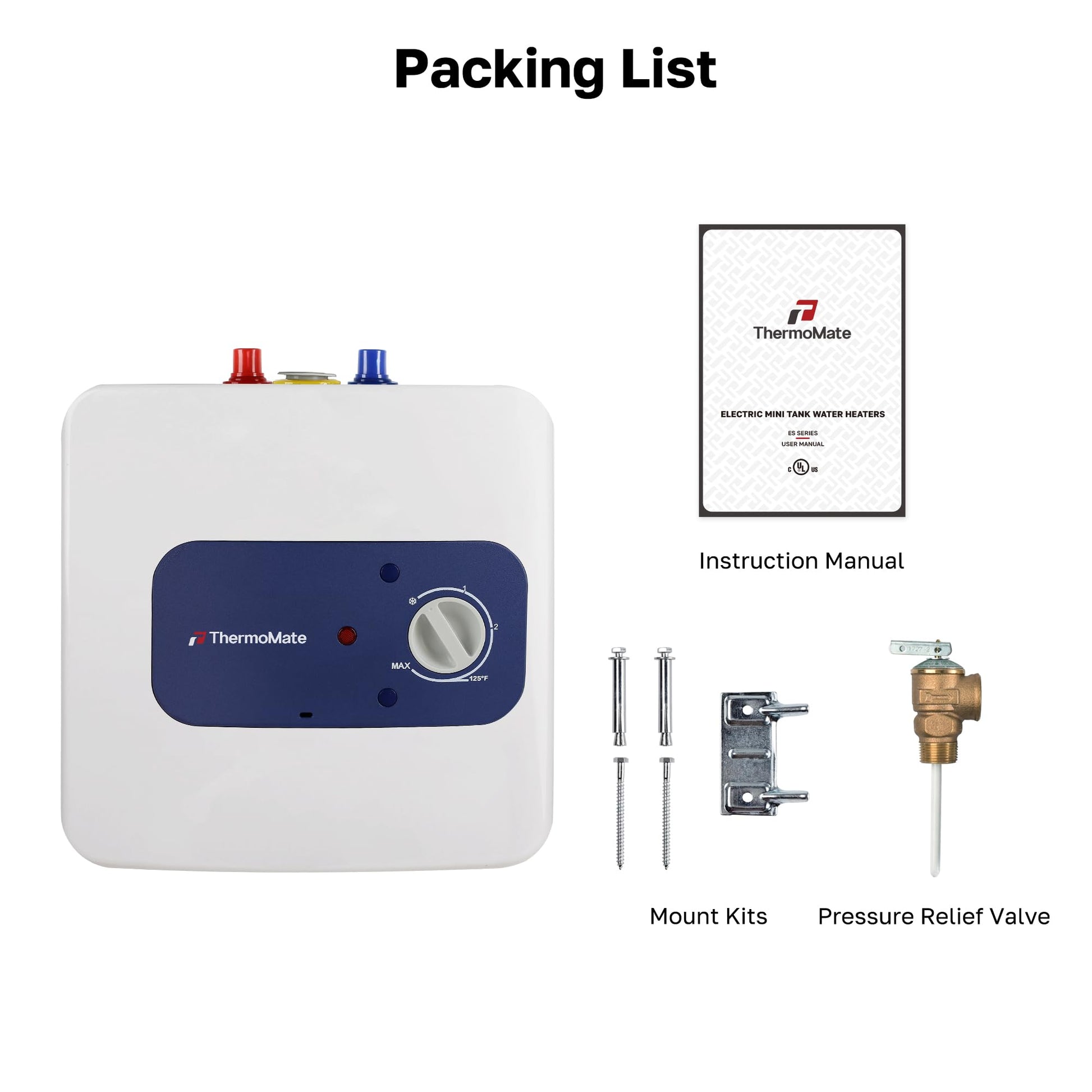 Thermomate Mini Tank Electric Water Heater ES700 Hard Wired 6.5 Gallons Point of Use Water Heater for Instant Hot Water Under Kitchen Sink 120V 1440W CAMPAERO