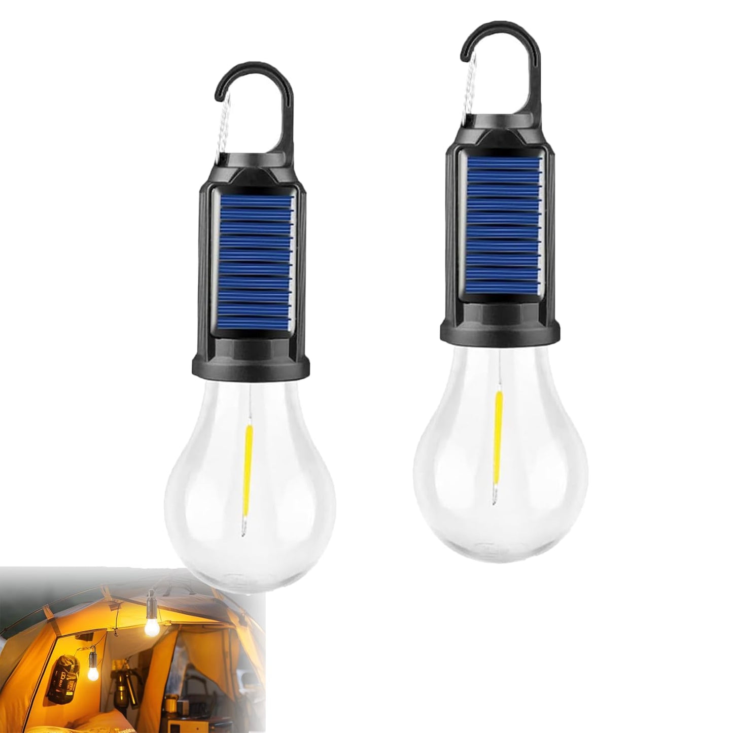 Lampe de camping solaire rechargeable à crochet au led. CAMPAERO