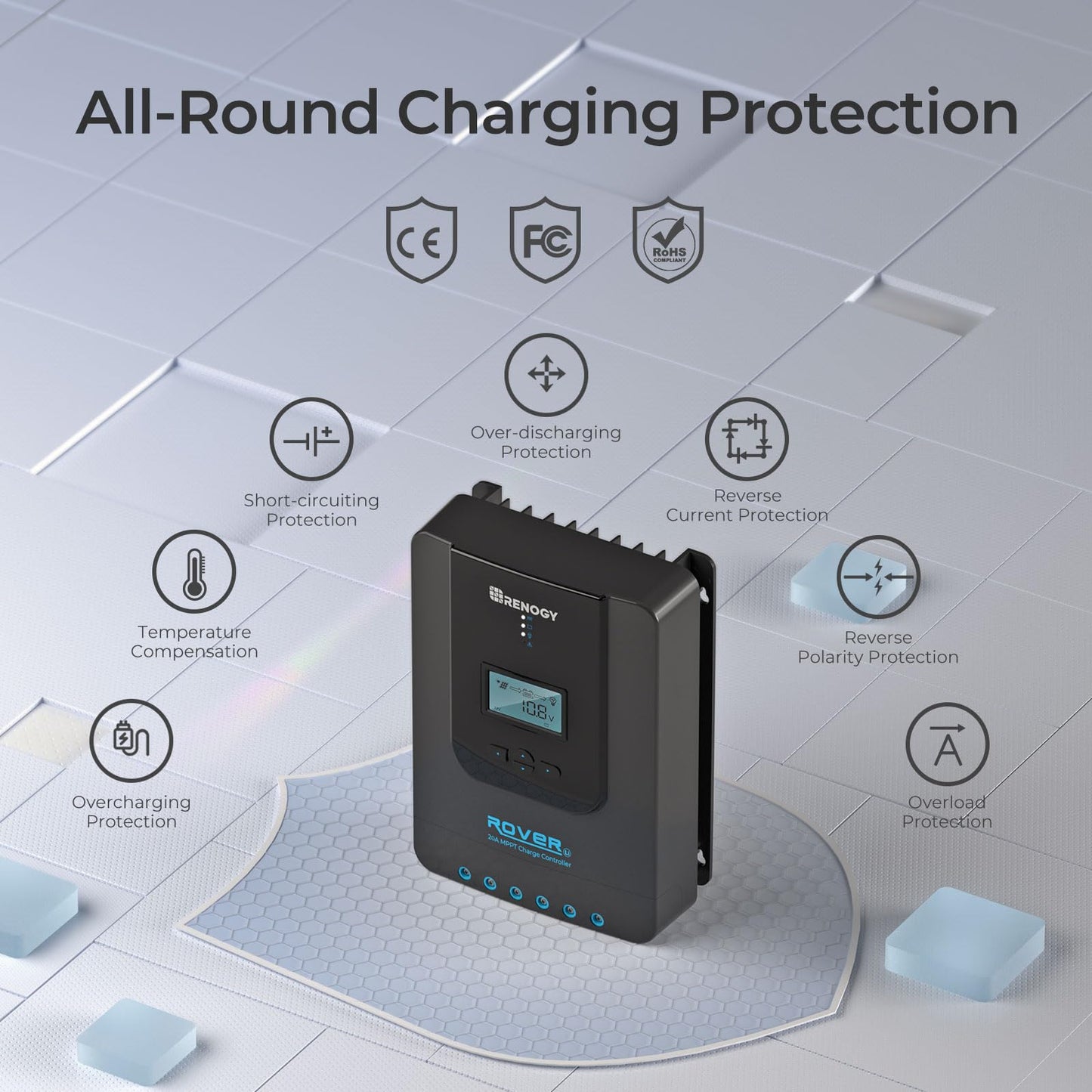 Contrôleur de charge solaire MPPT Renogy pour batteries au gel et au lithium. CAMPAERO