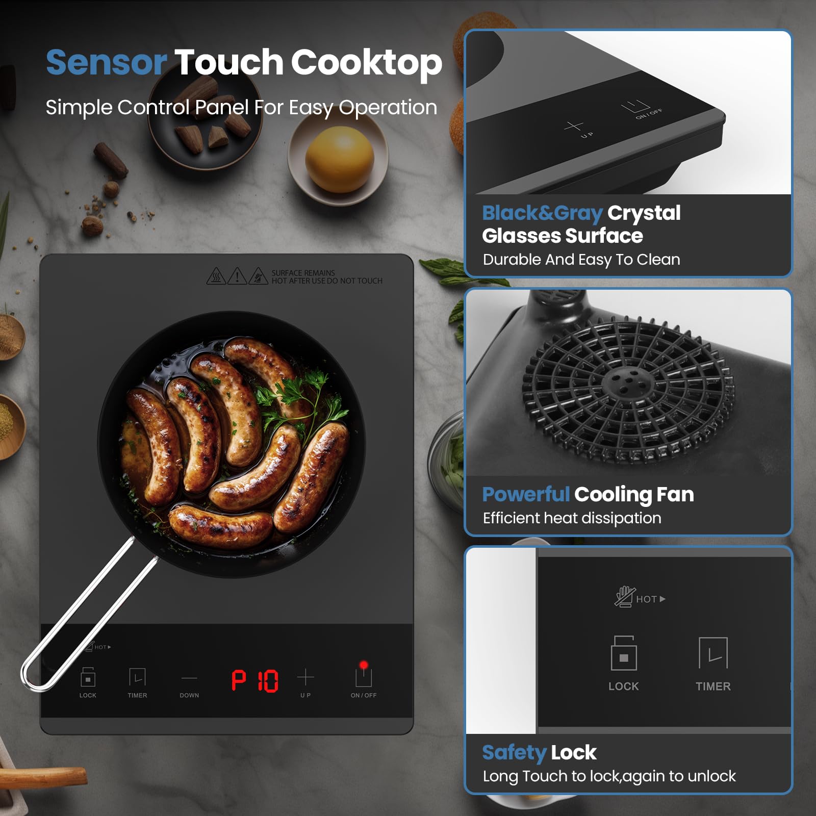 Plaque de cuisson portable en céramique 1800 Watts. CAMPAERO