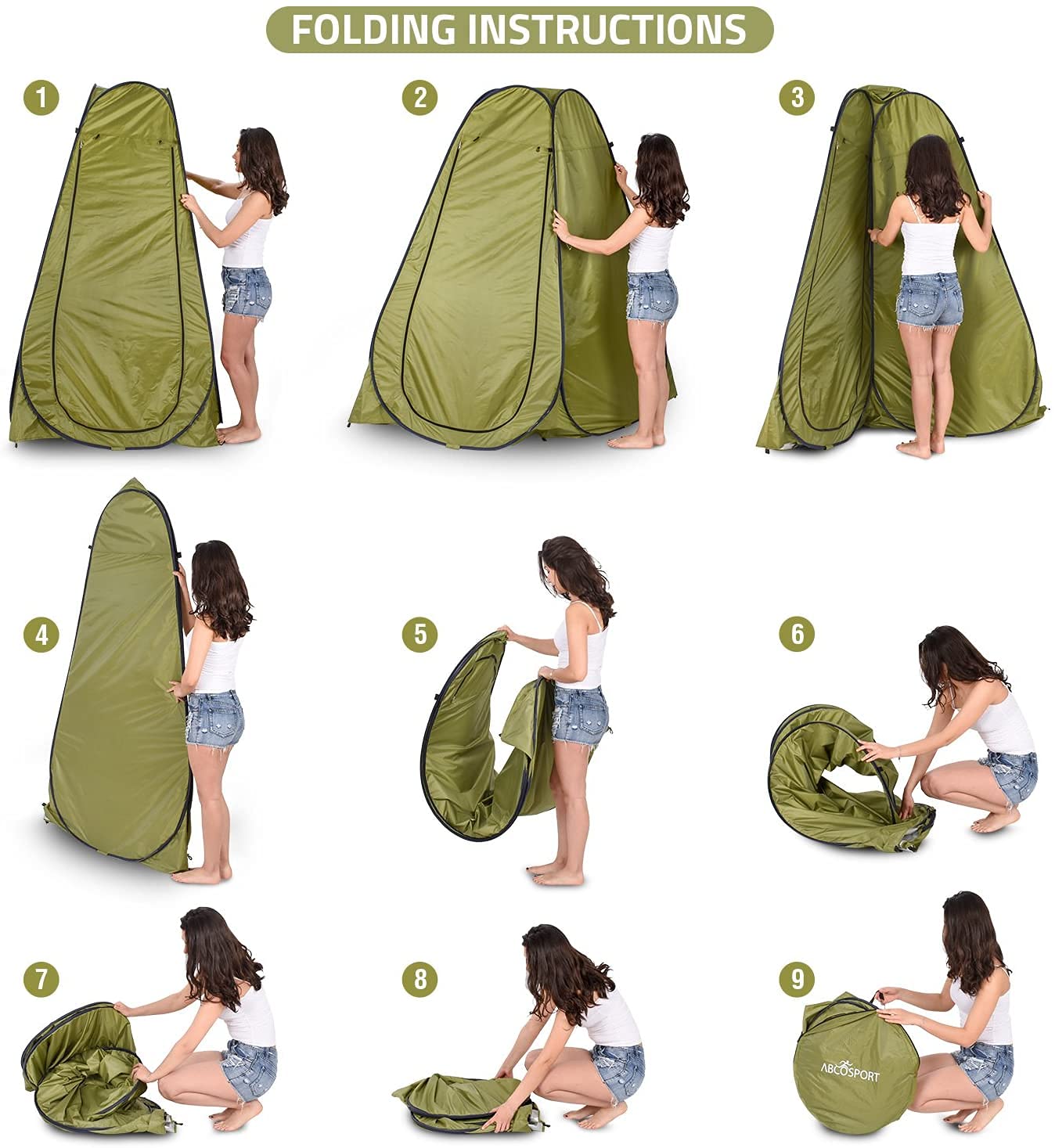 Abri d'intimité pour douche, toilettes, facile à installer, légère et robuste, verte/bleu et pliable avec sac CAMPAERO