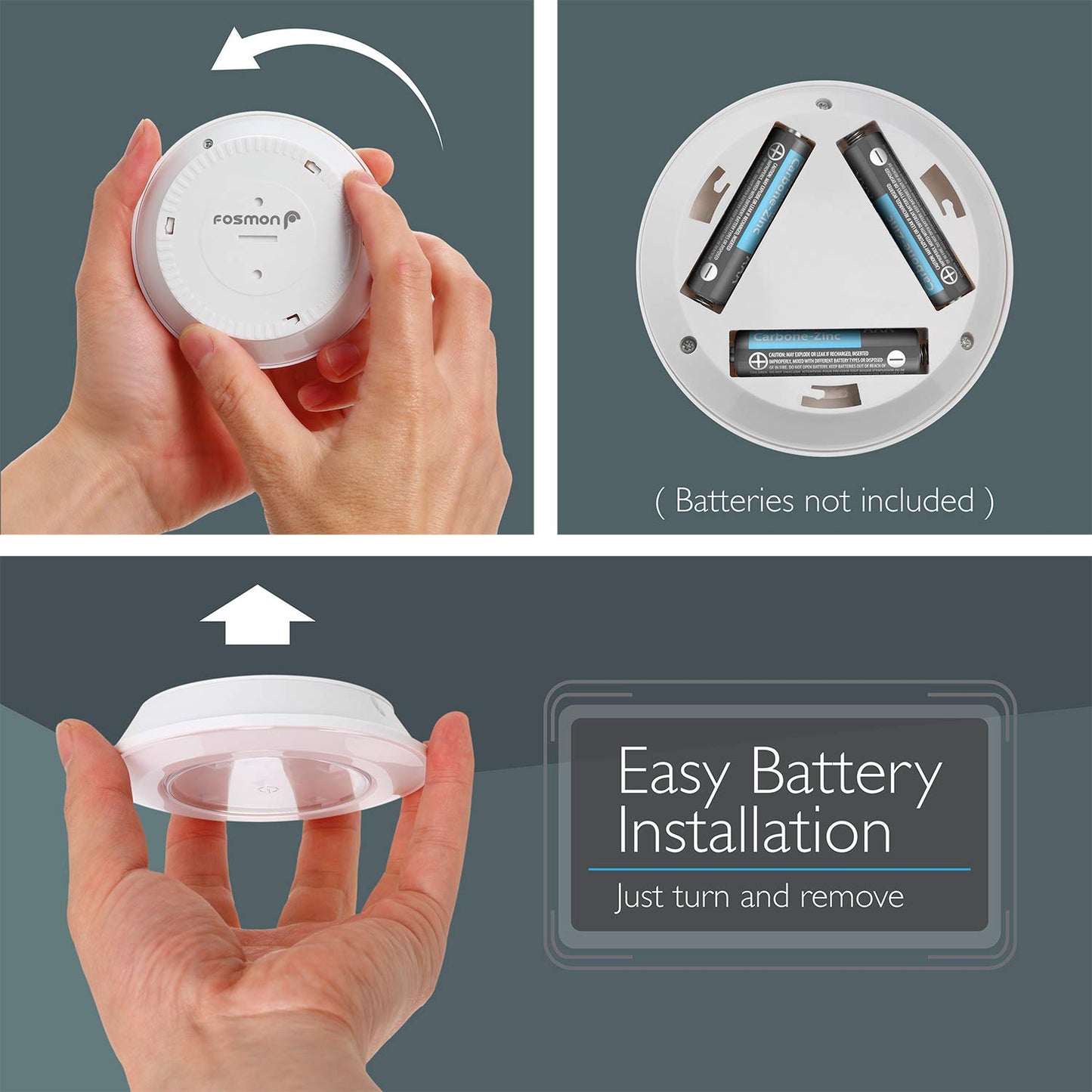 Lot de 3 spots LED sans fil Fosmon avec télécommande, éclairage sous meuble [5 LED blanc lumière du jour, large projecteur, minuterie de 30 minutes, fonctionne sur piles] CAMPAERO