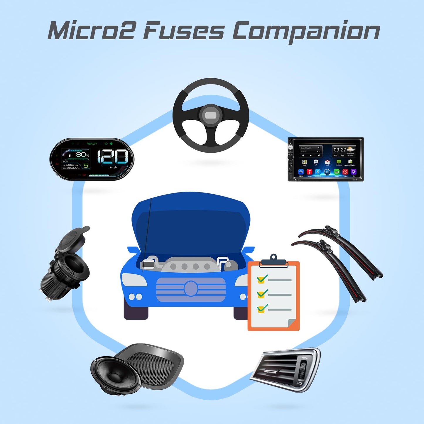 Kit de fusibles  (2 A, 3 A, 5 A, 7,5 A, 10 A, 15 A, 20 A, 25 A, 30 A, 35 A, 40 A) CAMPAERO