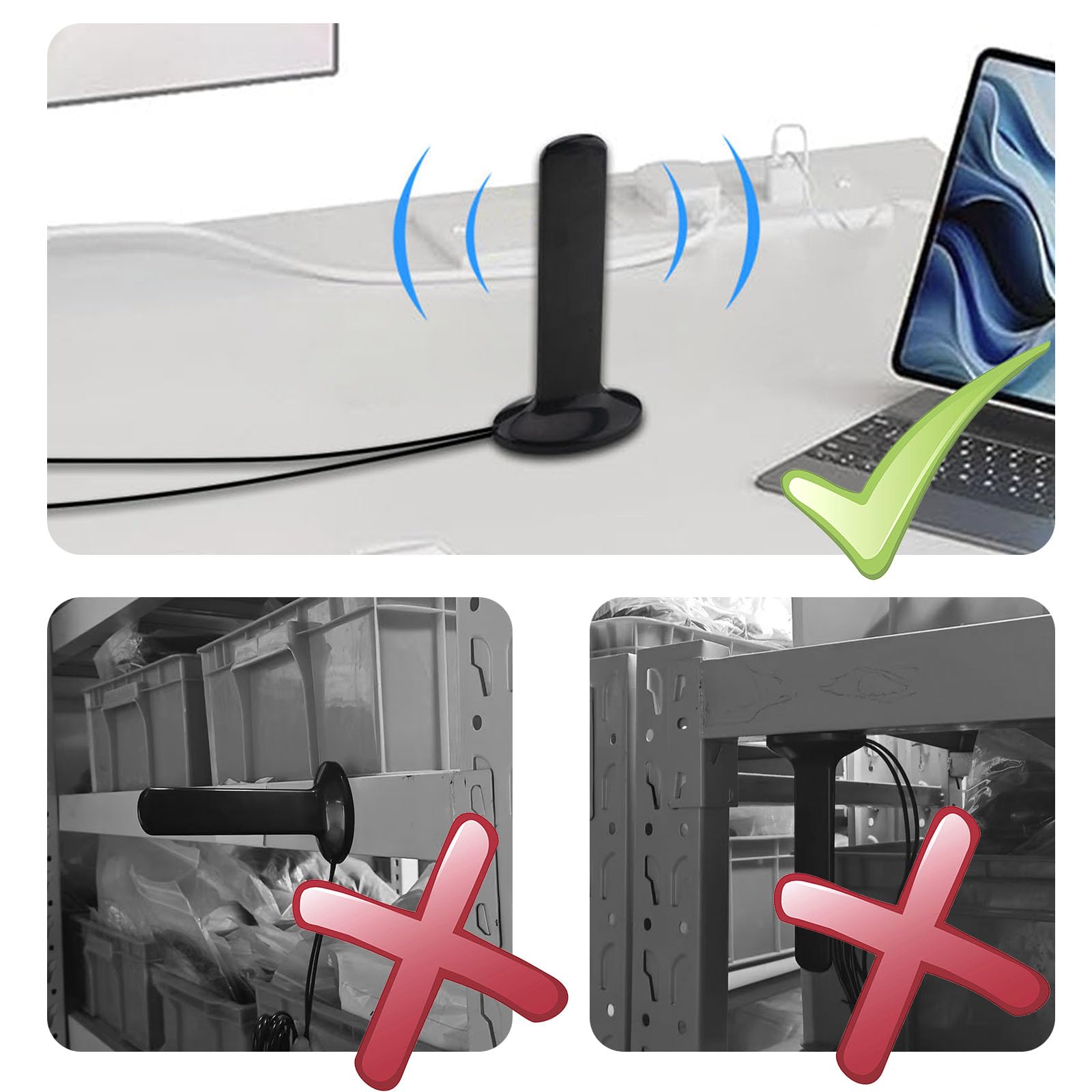 Antenne universelle large bande YOTENKO 2X2 MIMO 3G/4G/LTE/5G, câble 12 dBi, double connecteur SMA mâle (2 m), base magnétique, 700-5 900 MHz CAMPAERO