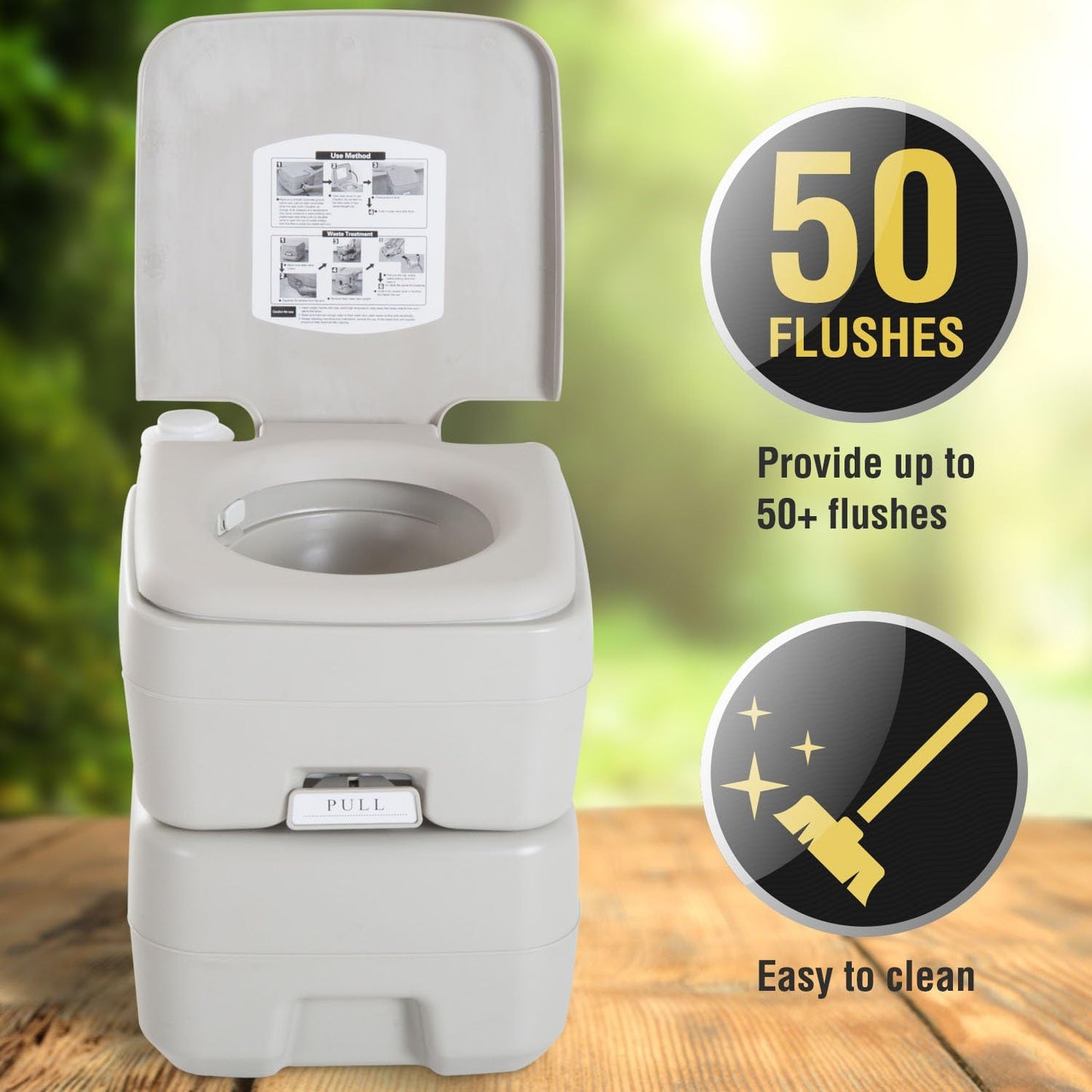 kleankin Toilettes de voyage portables d'extérieur - Réservoir amovible - Facile à utiliser - Pistolet 3 voies pour le camping, la randonnée, le bateau, les voyages en route - 20 l CAMPAERO