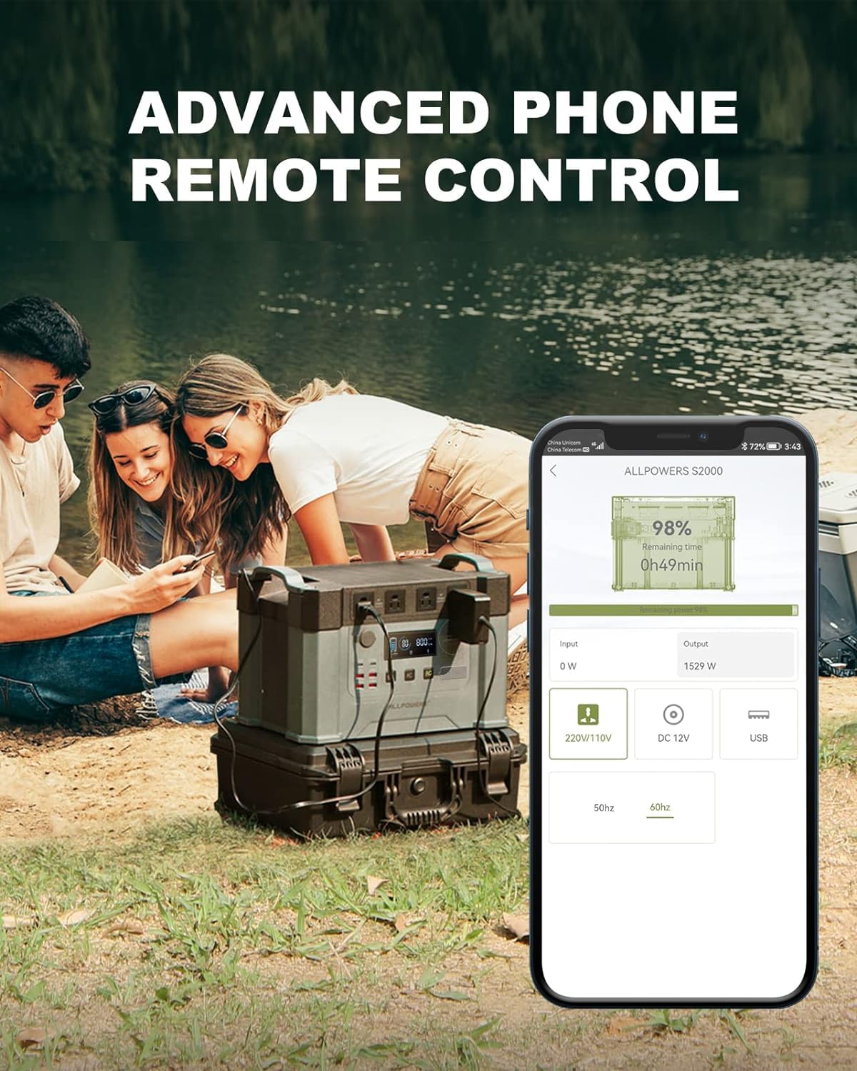 ALLPOWERS S2000 Centrale électrique portable 2000 W (crête 4000 W) Générateur solaire MPPT Batterie de secours 1500 Wh avec 4 prises CA CAMPAERO