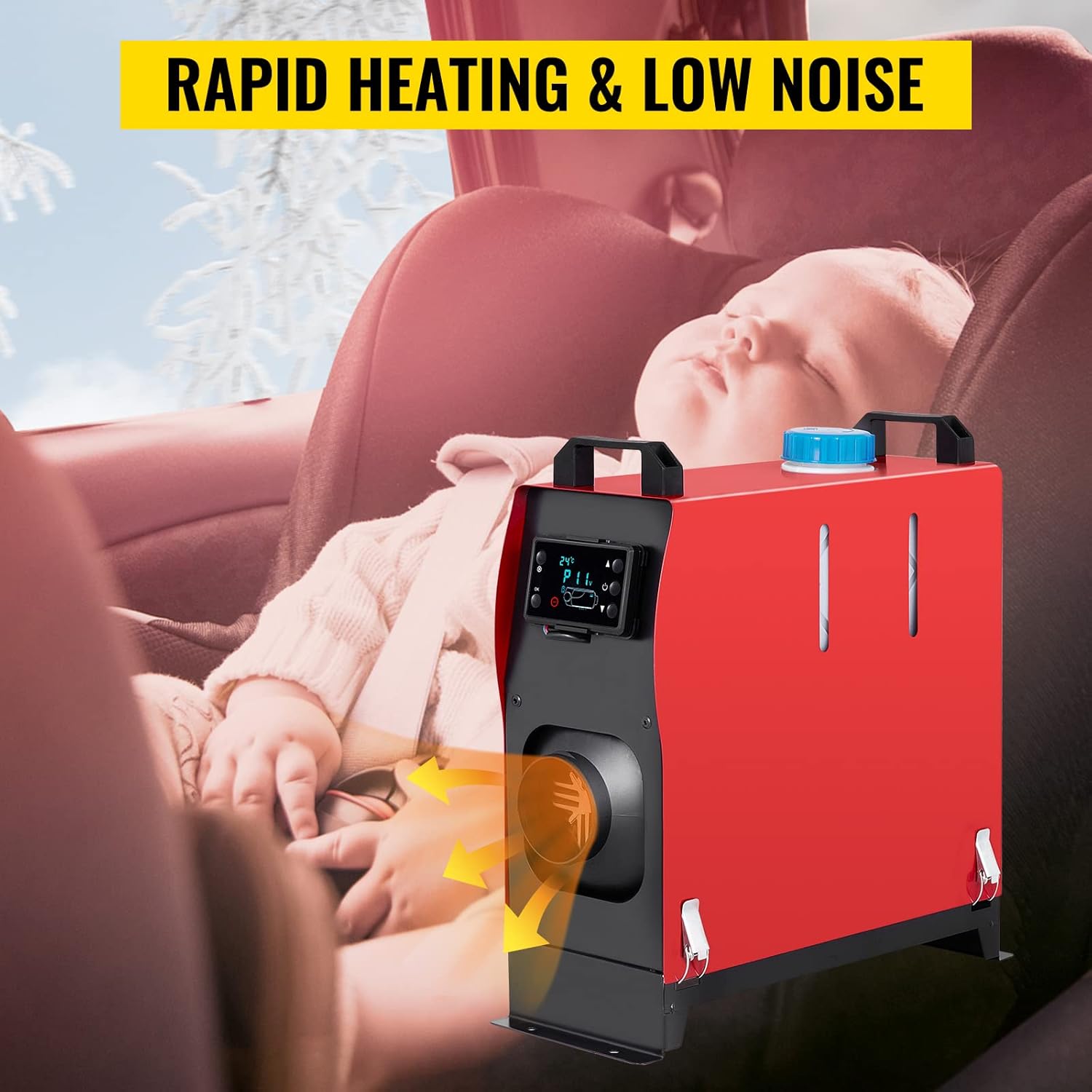 Chauffage diesel VEVOR 12 V, silencieux, 8 kW, avec télécommande et thermostat LCD. CAMPAERO