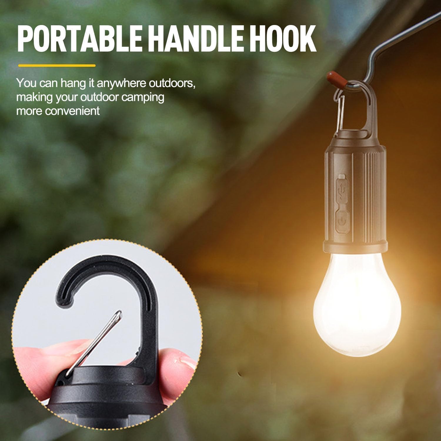 Lampe de camping solaire rechargeable à crochet au led. CAMPAERO
