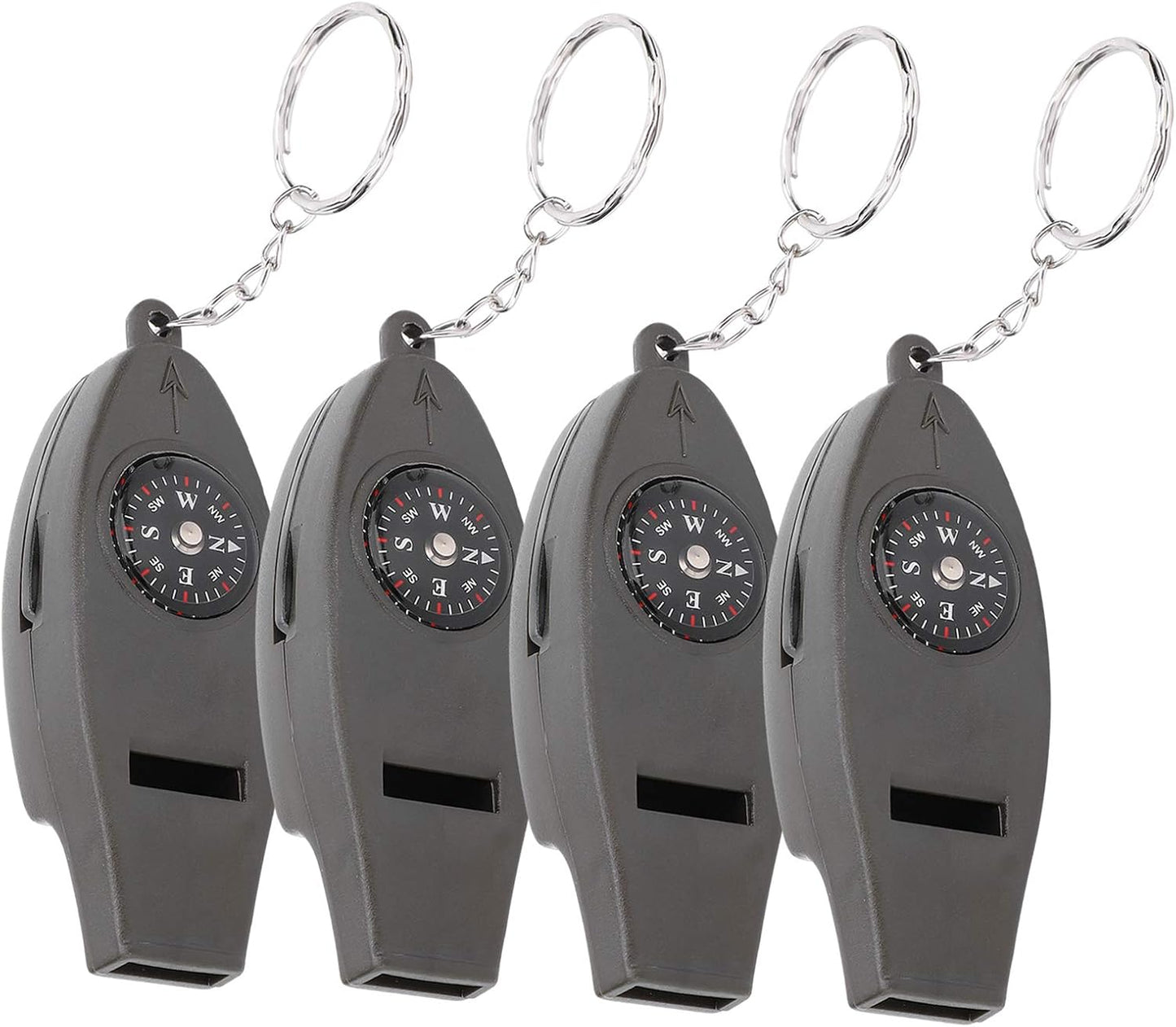 Lot de 4 sifflets multifonctions, boussole, thermomètre. CAMPAERO