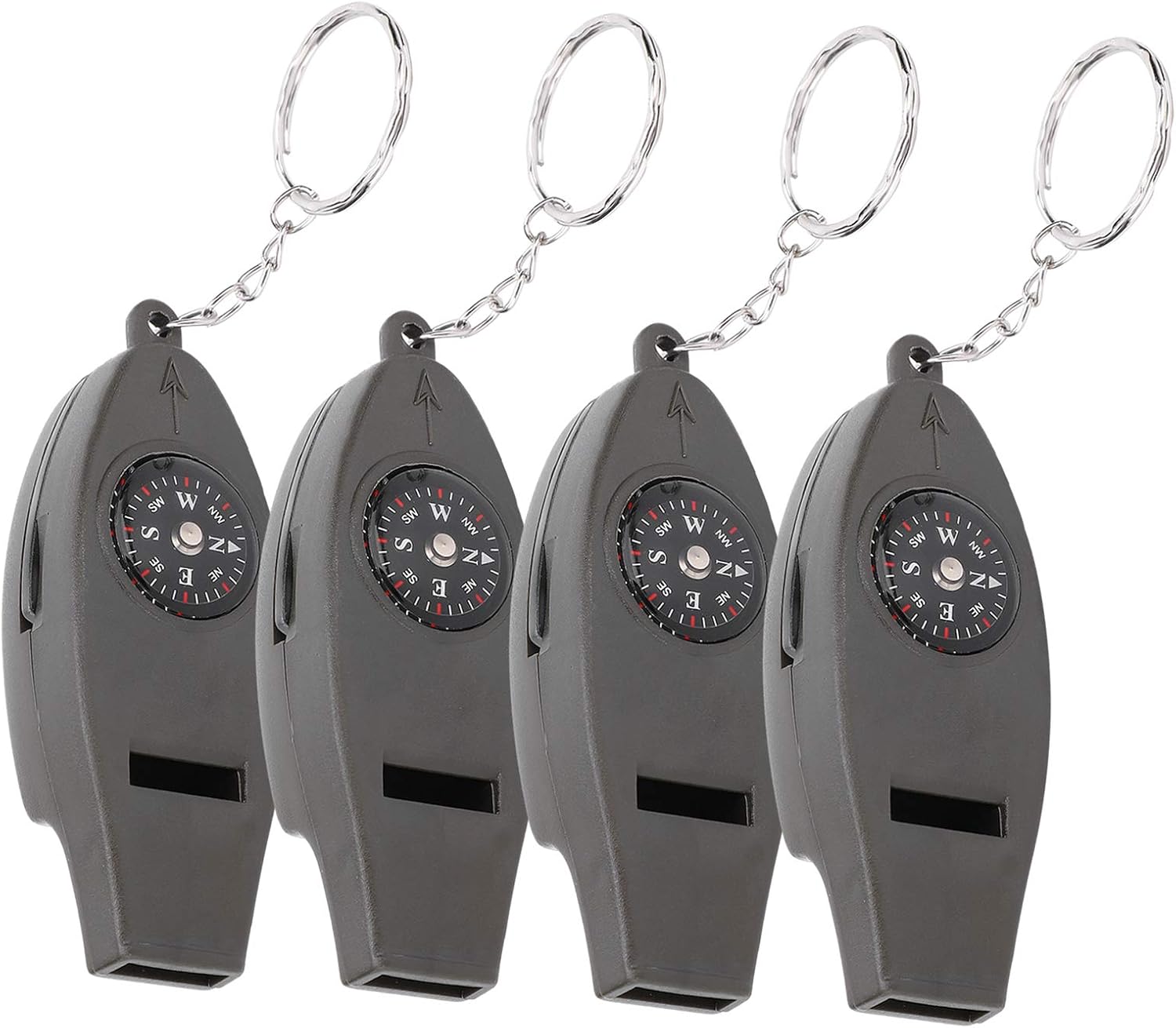 Lot de 4 sifflets multifonctions, boussole, thermomètre. CAMPAERO