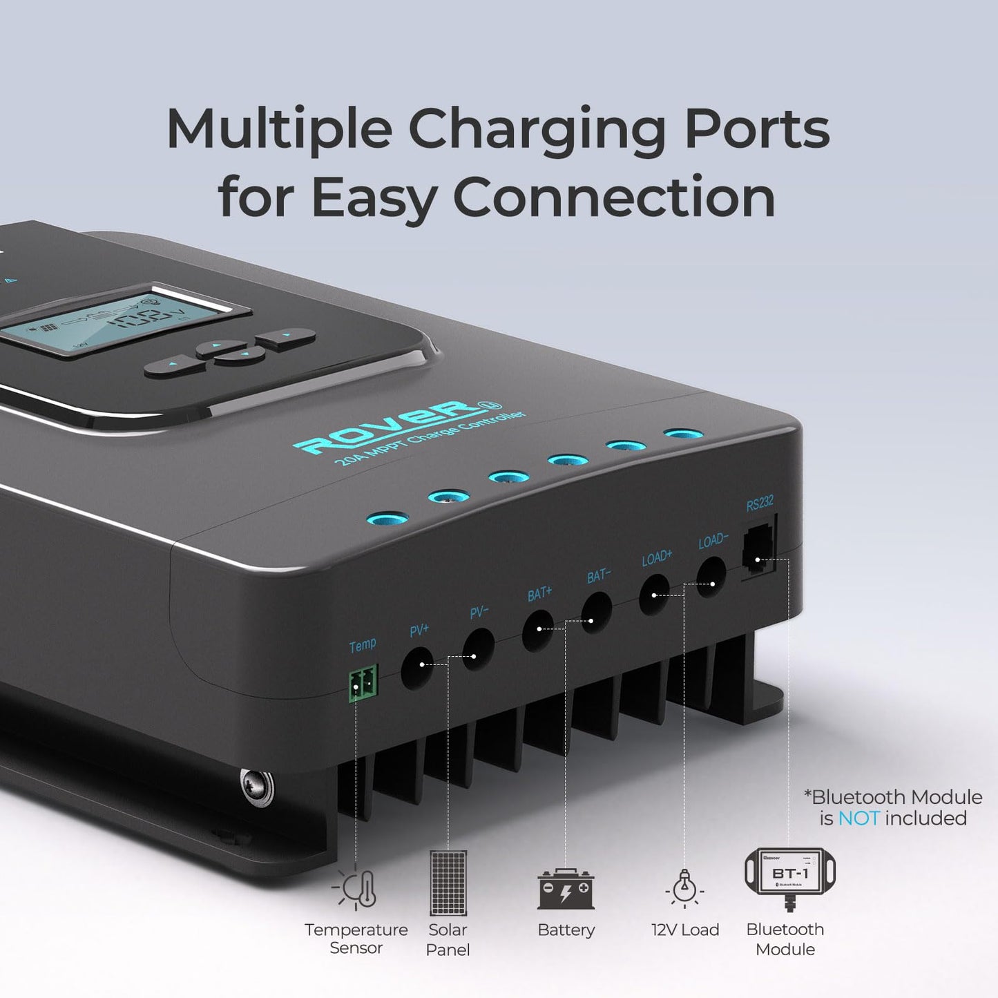 Contrôleur de charge solaire MPPT Renogy pour batteries au gel et au lithium. CAMPAERO