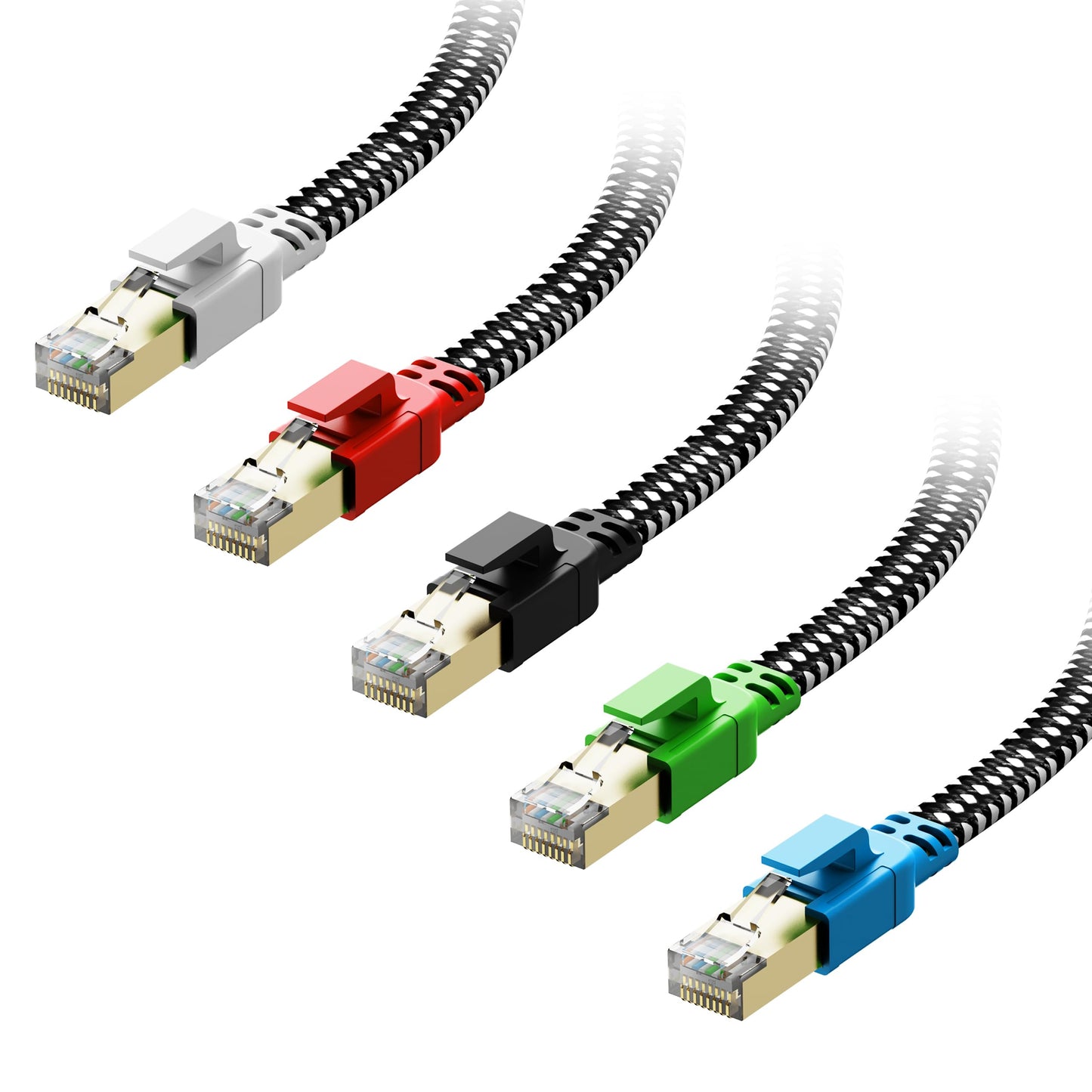 Câble Ethernet Cat 8 40 Gbit/s 2 000 MHz haut débit, cordon de raccordement Internet RJ45 pour modem/routeur/PC/PS5 CAMPAERO