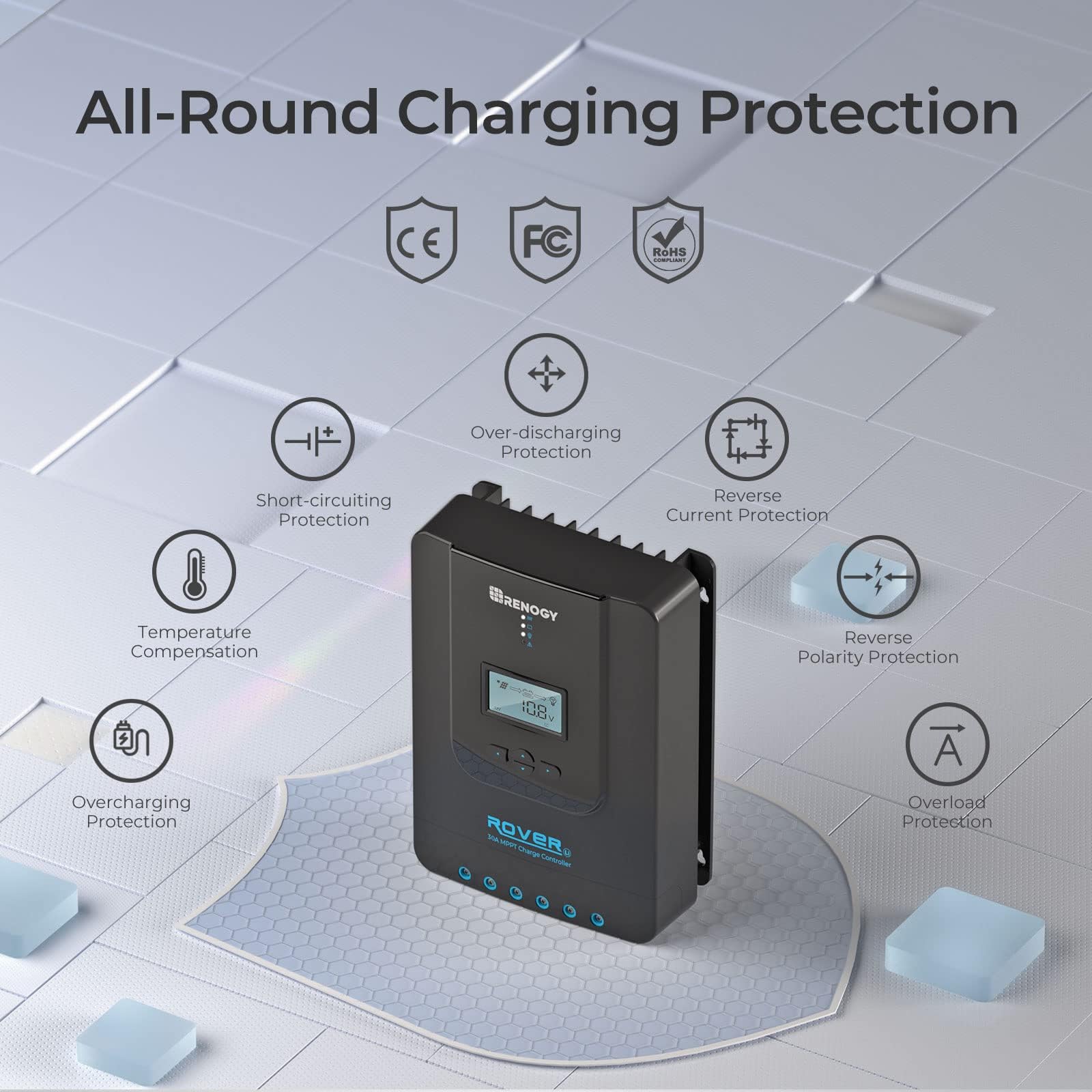 Contrôleur de charge solaire MPPT Renogy pour batteries au gel et au lithium. CAMPAERO