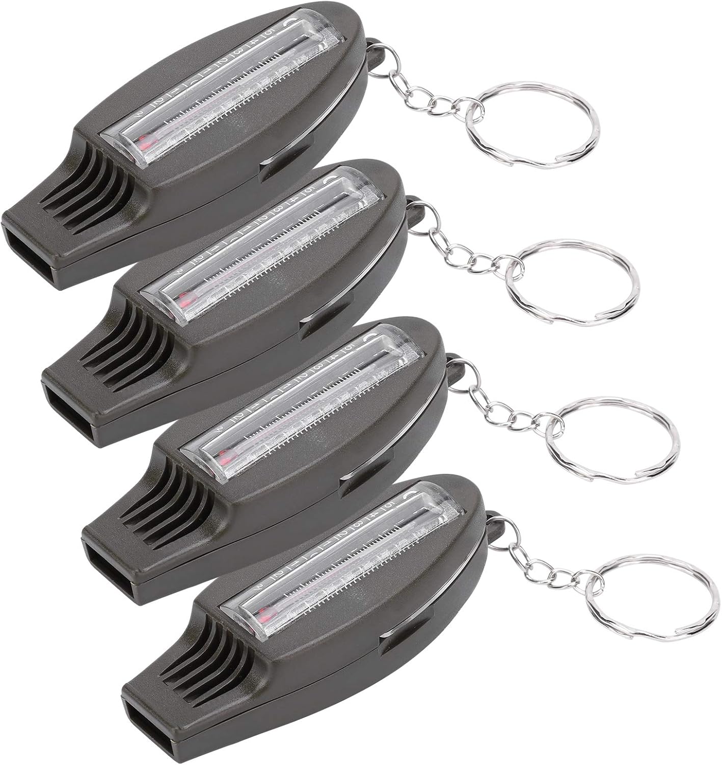 Lot de 4 sifflets multifonctions, boussole, thermomètre. CAMPAERO
