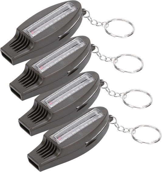 Lot de 4 sifflets multifonctions, boussole, thermomètre. CAMPAERO