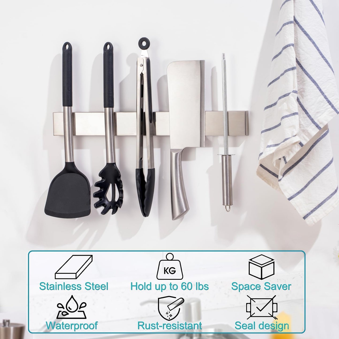 Support magnétique professionnel pour couteaux de 40,6 cm (16 po), en acier inox CAMPAERO