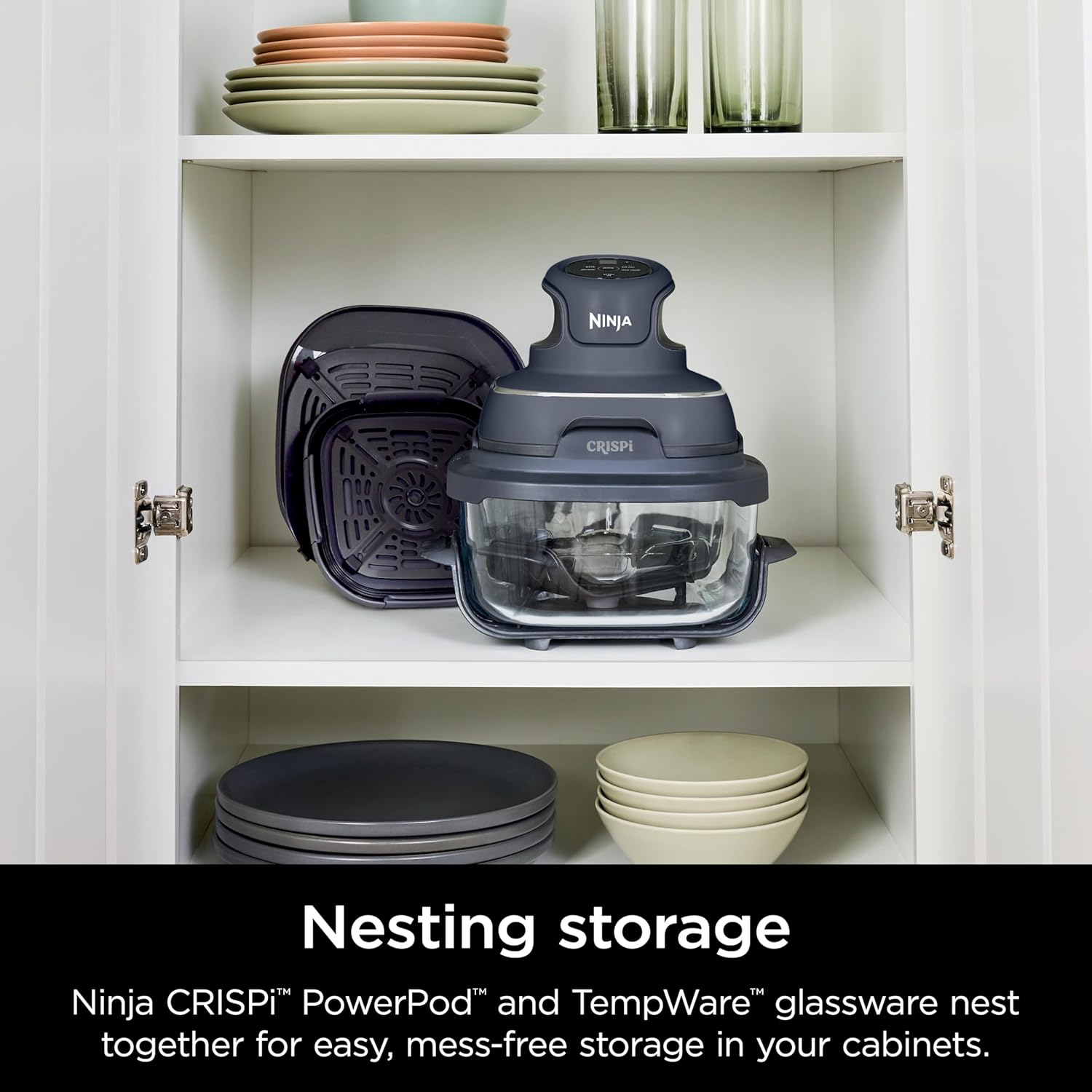 Ninja Crispi Portable Glass Air Fryer Cooking System – 4-Qt & 6-Cup CleanCrisp Containers, Nontoxic, Leak-Proof, Dishwasher Safe – Air Fry, Bake, Max Crisp, Recrisp FN101CGY (Canadian Version) CAMPAERO