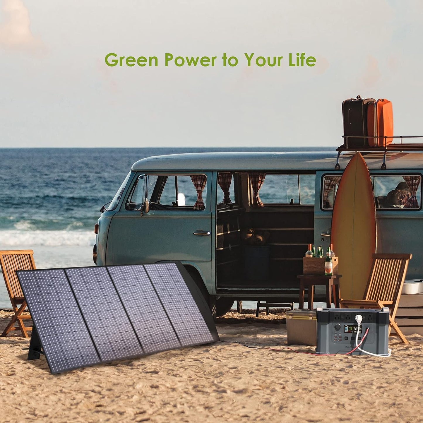 Panneau solaire portable ALLPOWERS SP033 200 W, 36 V, pliable. CAMPAERO