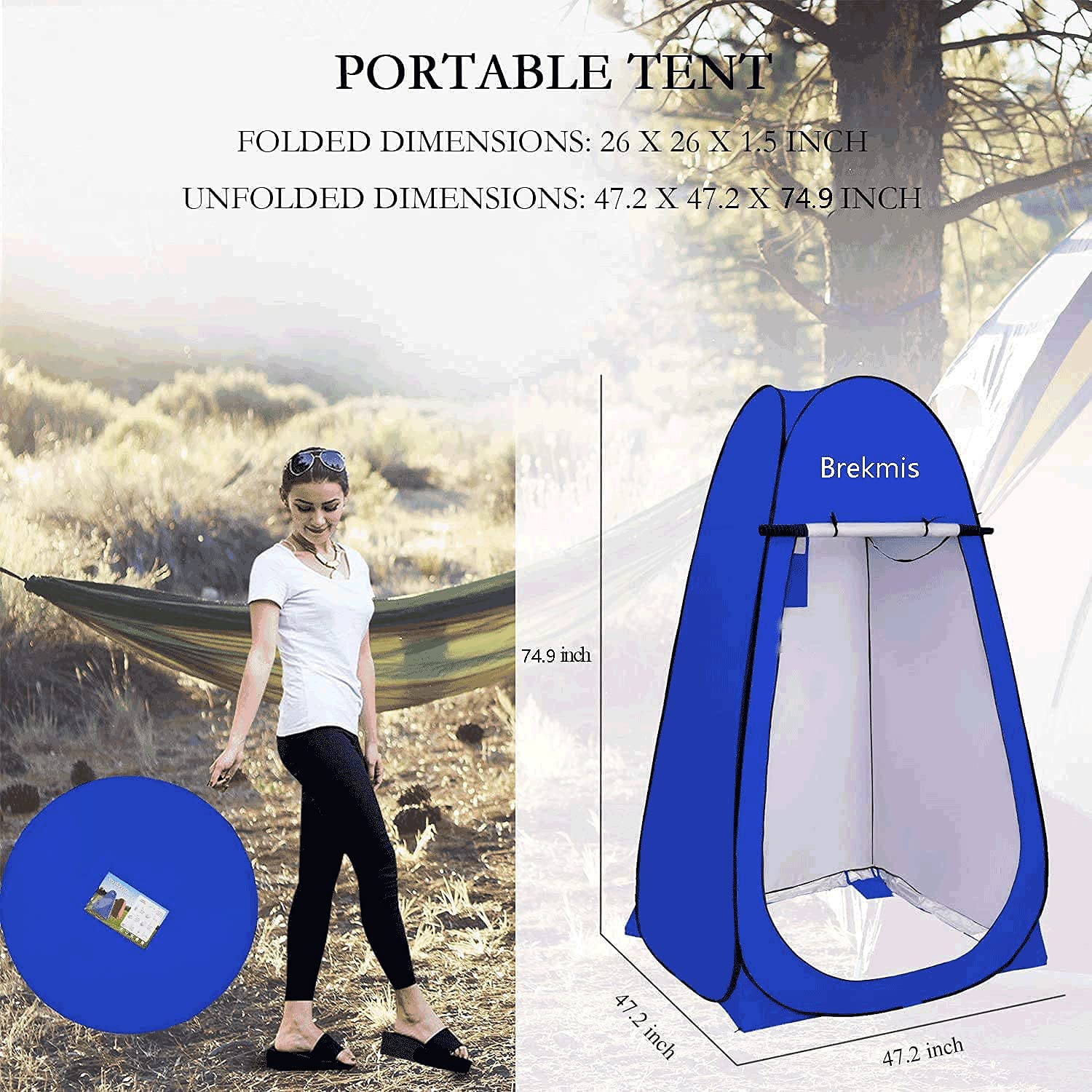 Abri d'intimité pour douche, toilettes, facile à installer, légère et robuste, verte/bleu et pliable avec sac CAMPAERO