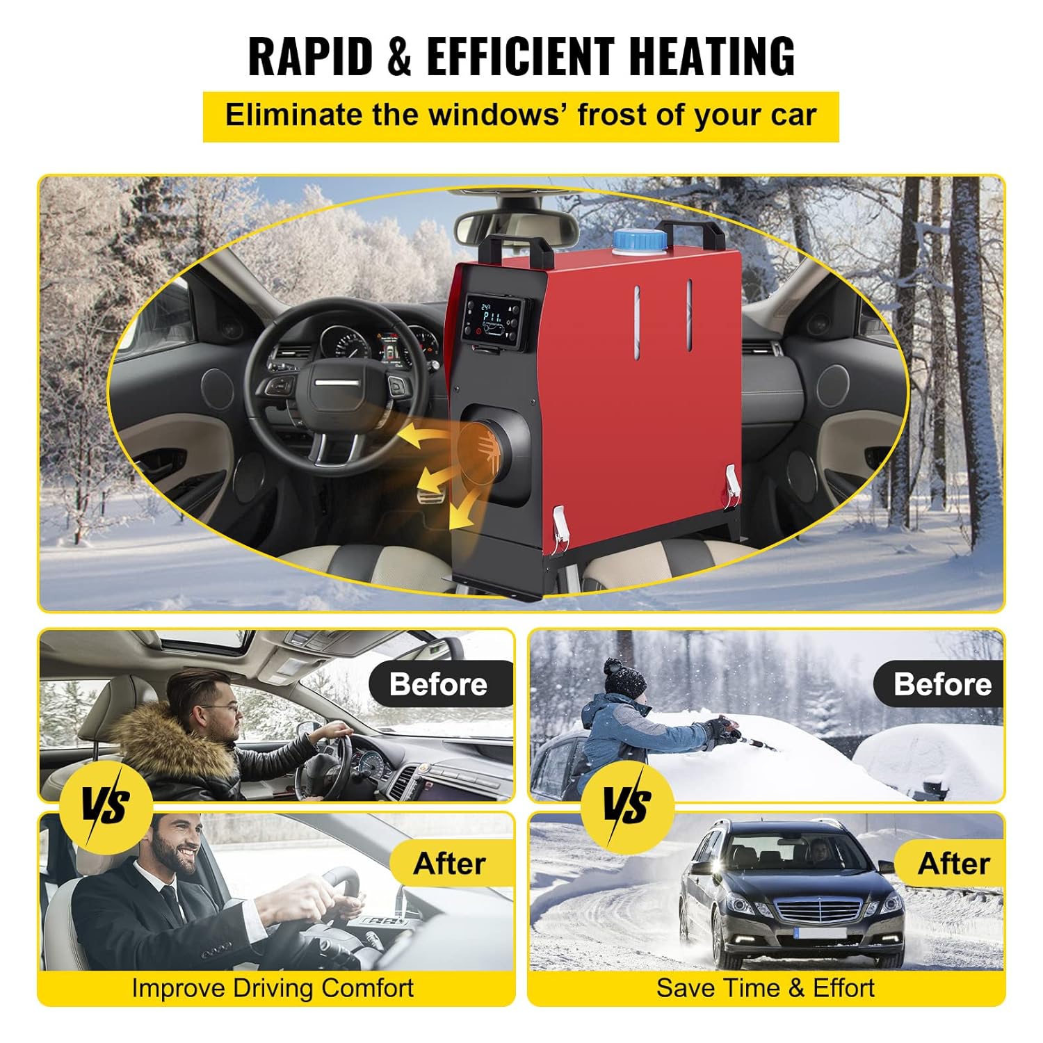Chauffage diesel VEVOR 12 V, silencieux, 8 kW, avec télécommande et thermostat LCD. CAMPAERO