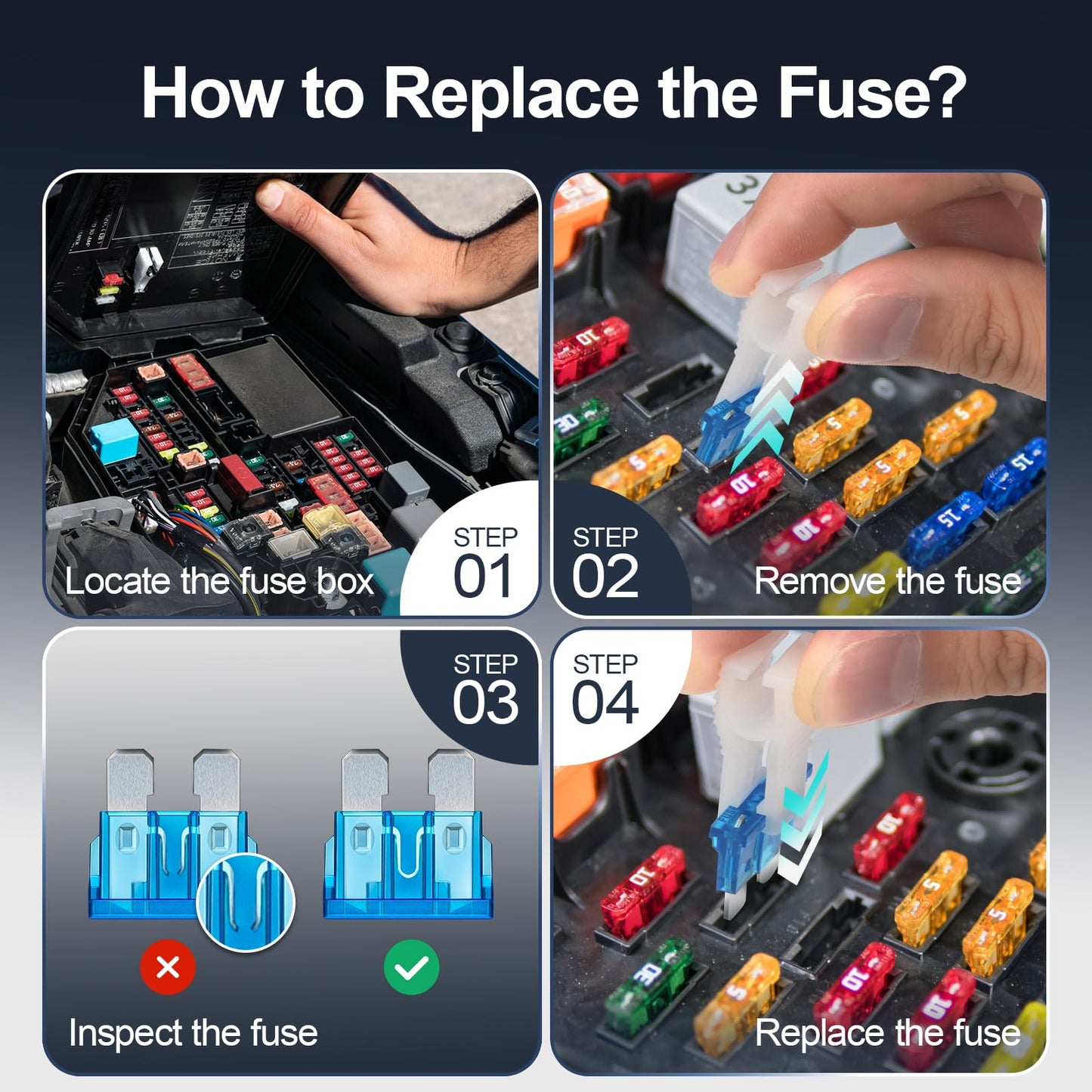 Kit de fusibles  (2 A, 3 A, 5 A, 7,5 A, 10 A, 15 A, 20 A, 25 A, 30 A, 35 A, 40 A) CAMPAERO