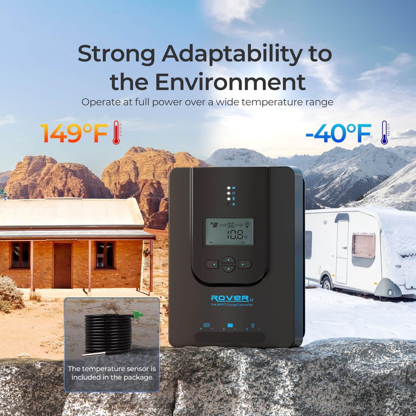 Contrôleur de charge solaire MPPT Renogy pour batteries au gel et au lithium. CAMPAERO