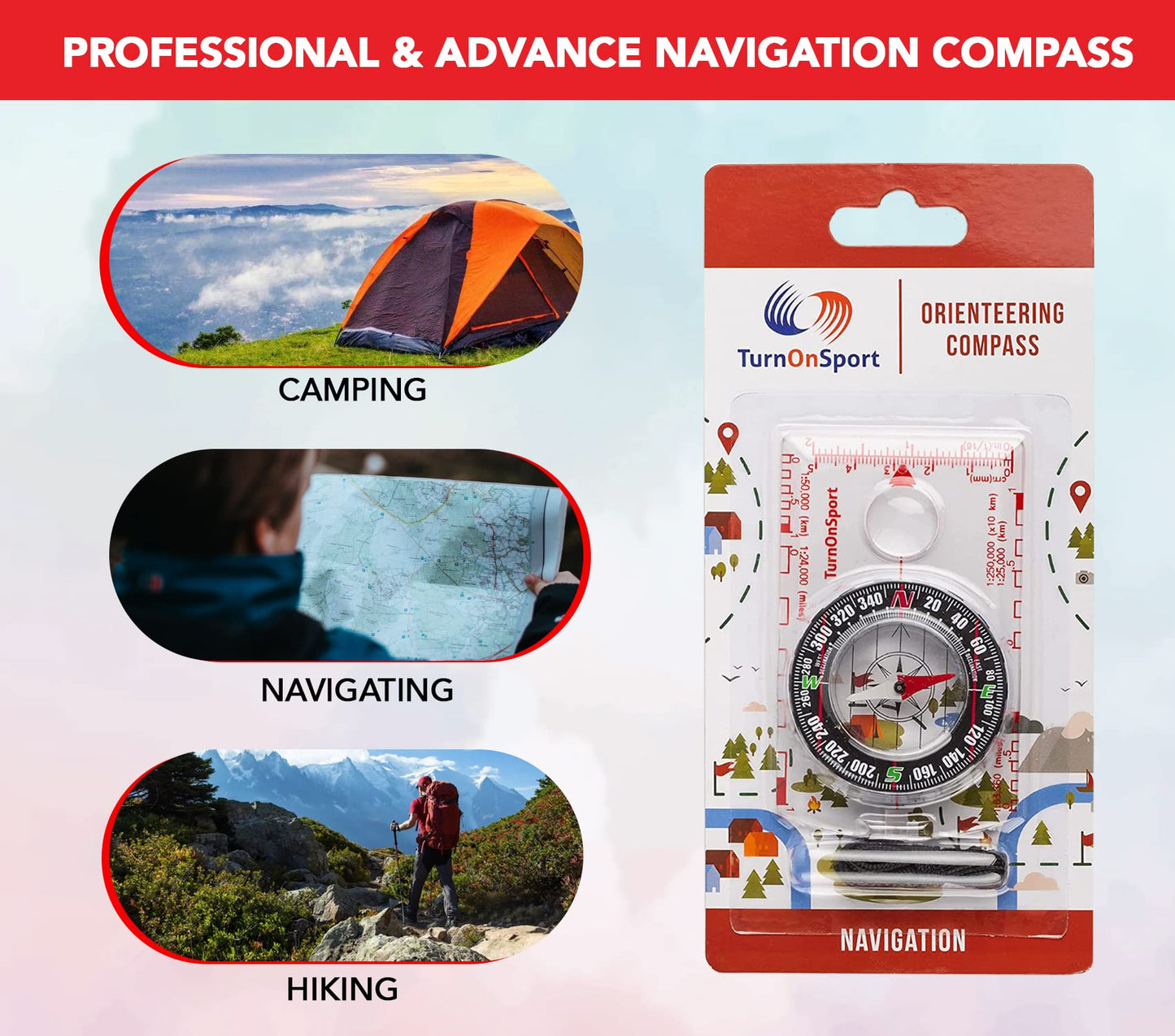 Boussole d'orientation, de randonnée et de camping. CAMPAERO